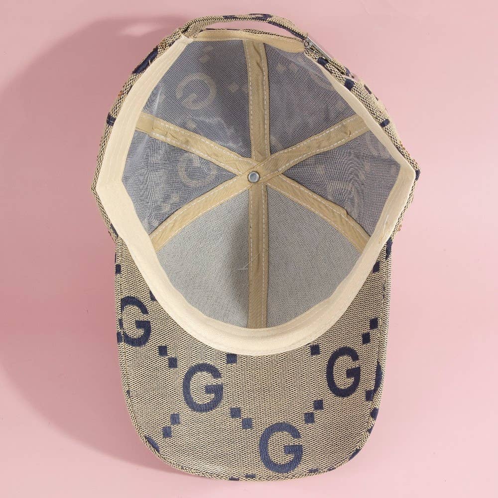 Monogram Print Gg Logo Rhinestone Baseball Cap