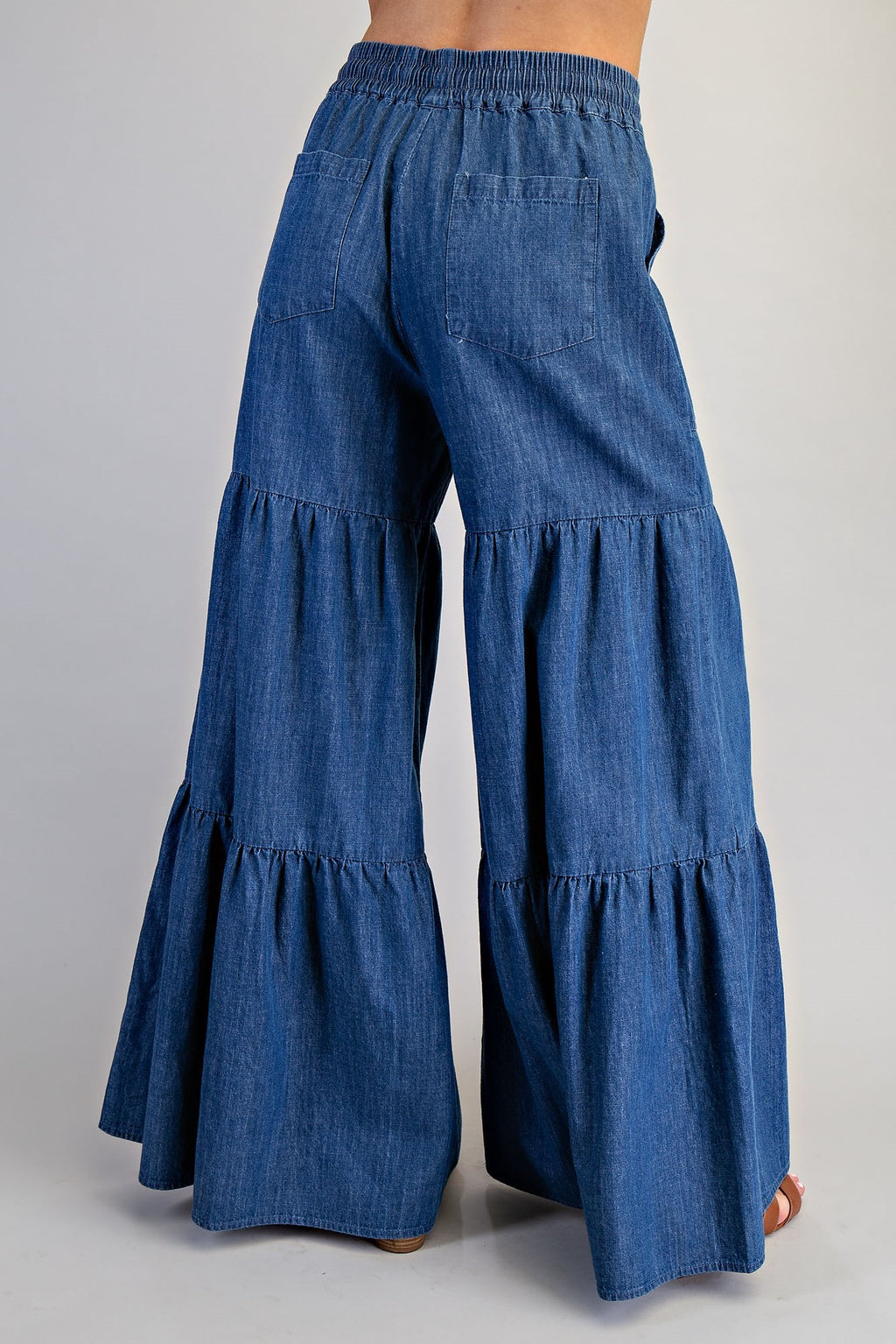 Mineral Washed Tiered Wide Leg Pants