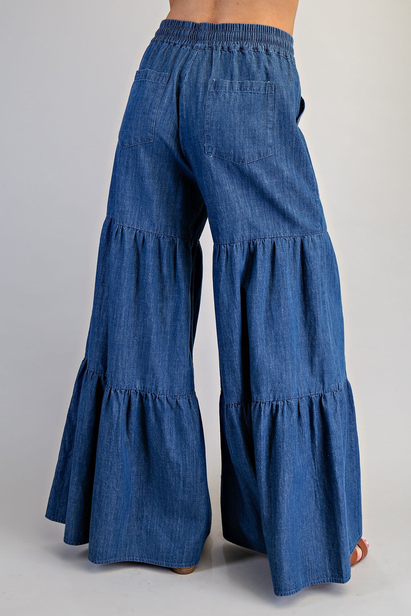 Mineral Washed Tiered Wide Leg Pants