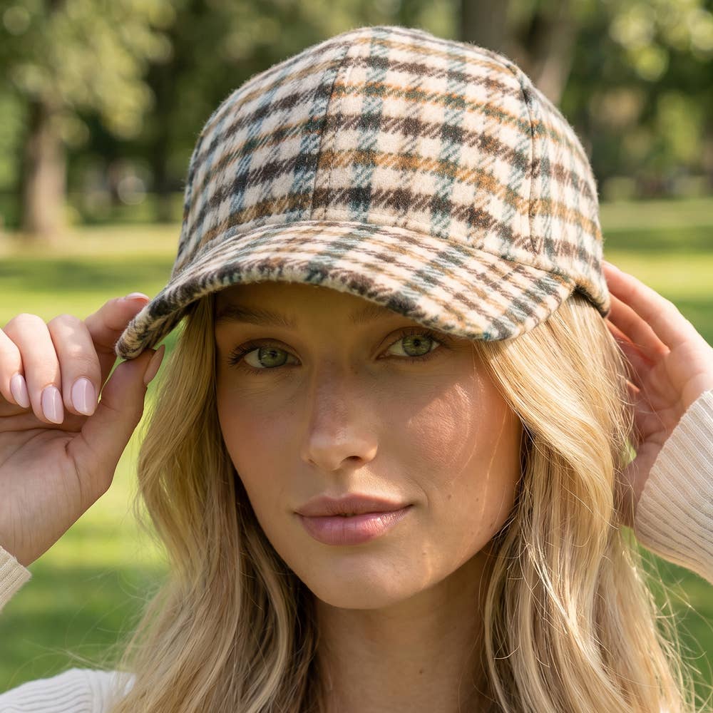 Tartan Check Curved Brim Baseball Cap