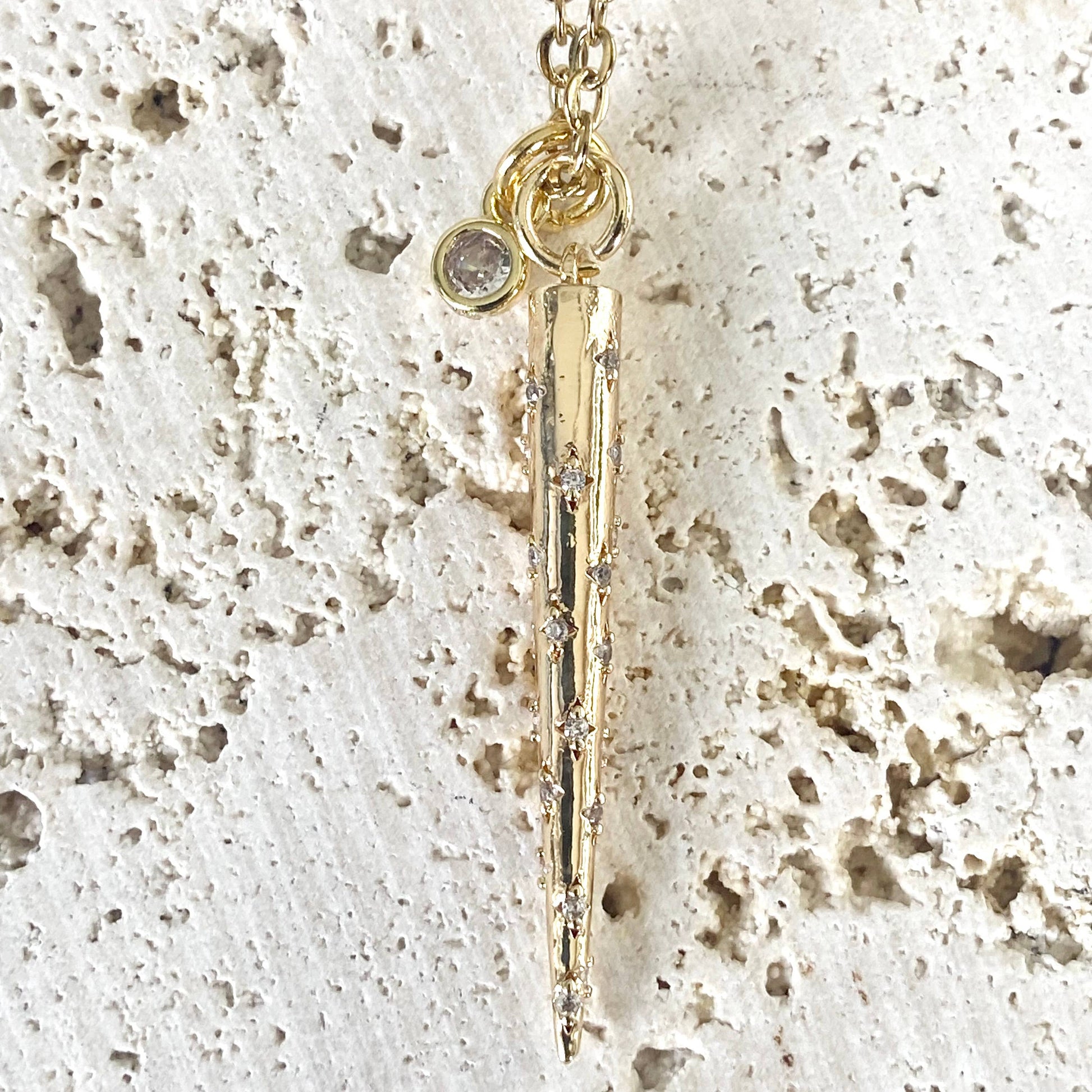 Spike Necklace w/ Clear Crystals
