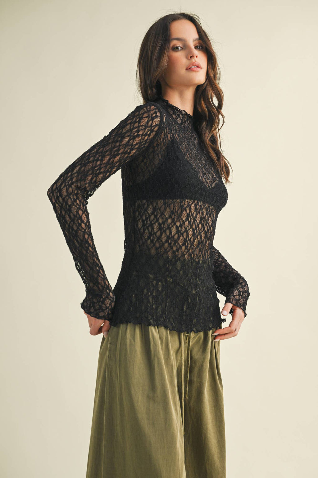Demi Softened Versatile Lace Mock Neck Top
