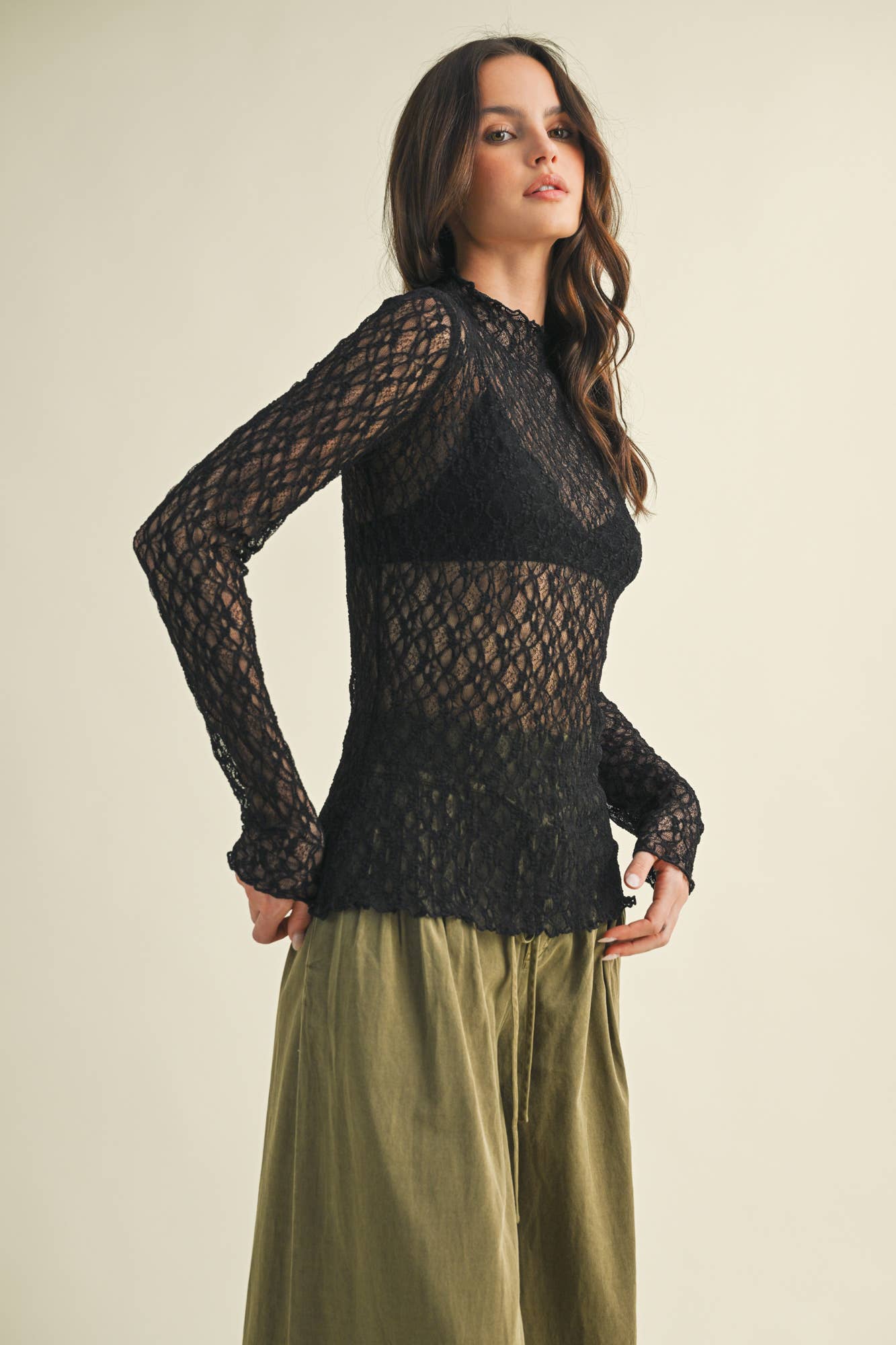 Demi Softened Versatile Lace Mock Neck Top