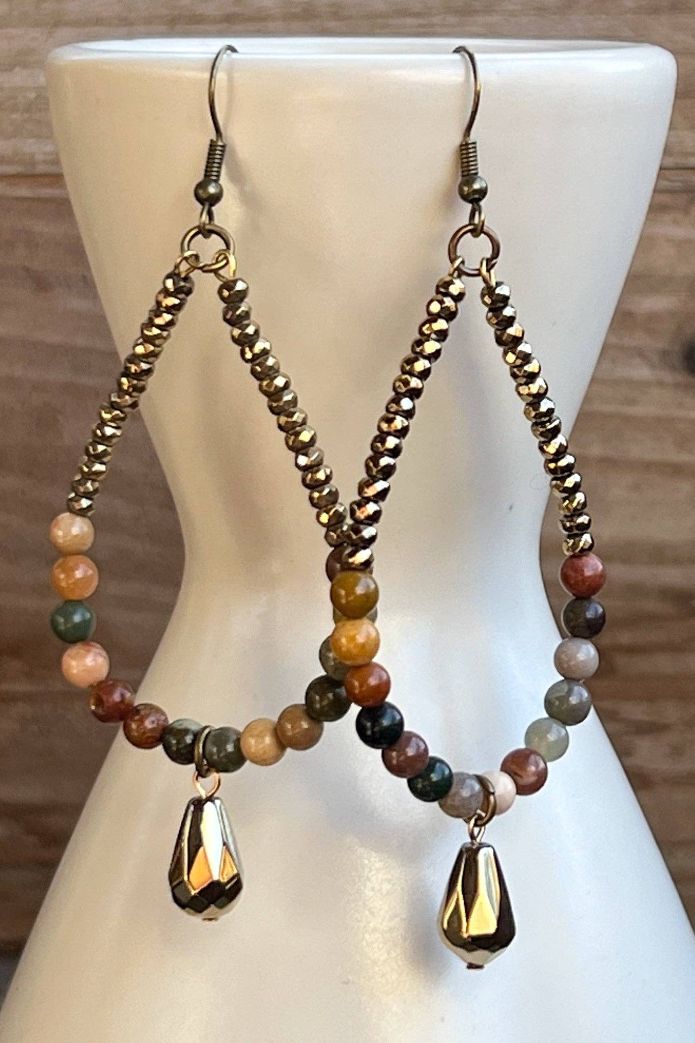 Boho Style  Earrings in Unakite