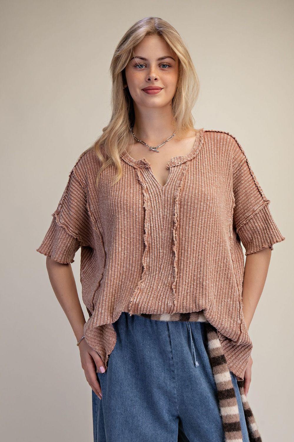 Terre by Easel Ribbed Short Sleeve Tee
