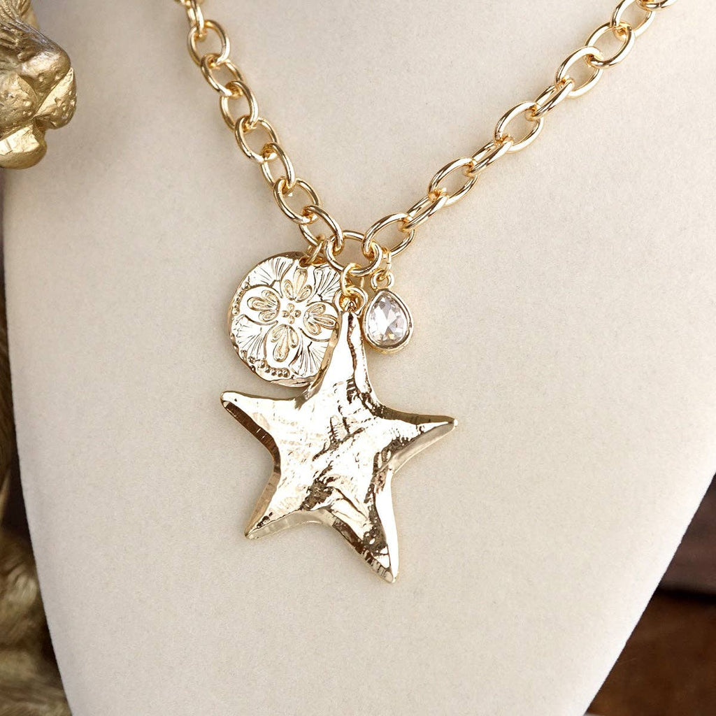 Golden Keepsake – Mixed Charm Star Necklace