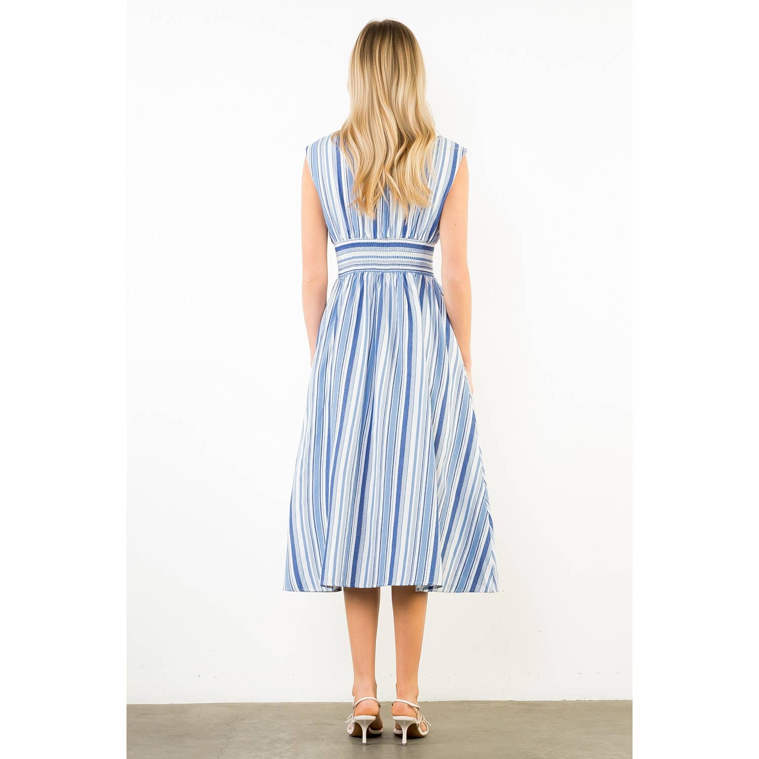 Sleeveless Stripe Midi Dress