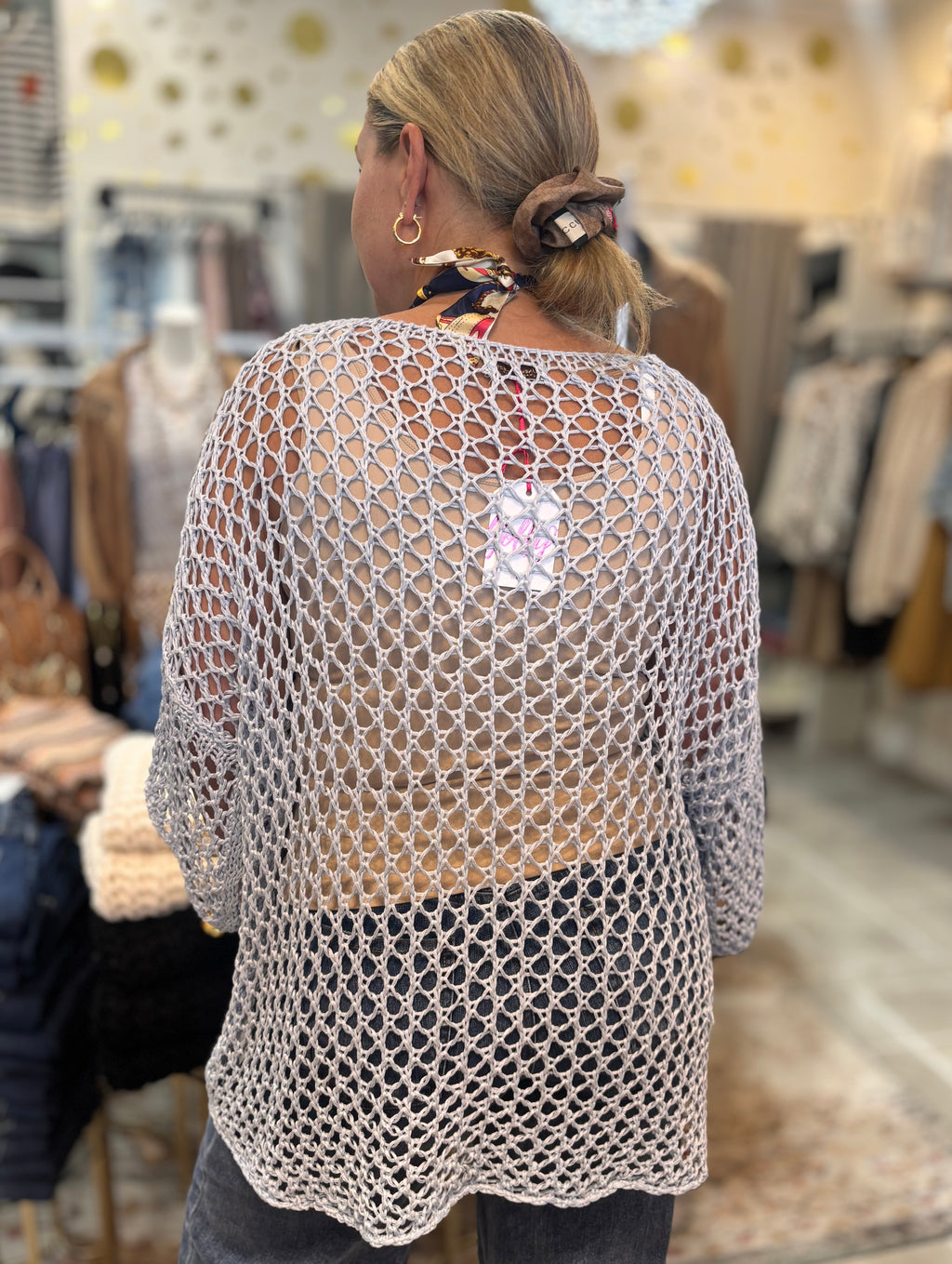 Best-Selling Crochet Top with Metallic Gold Star