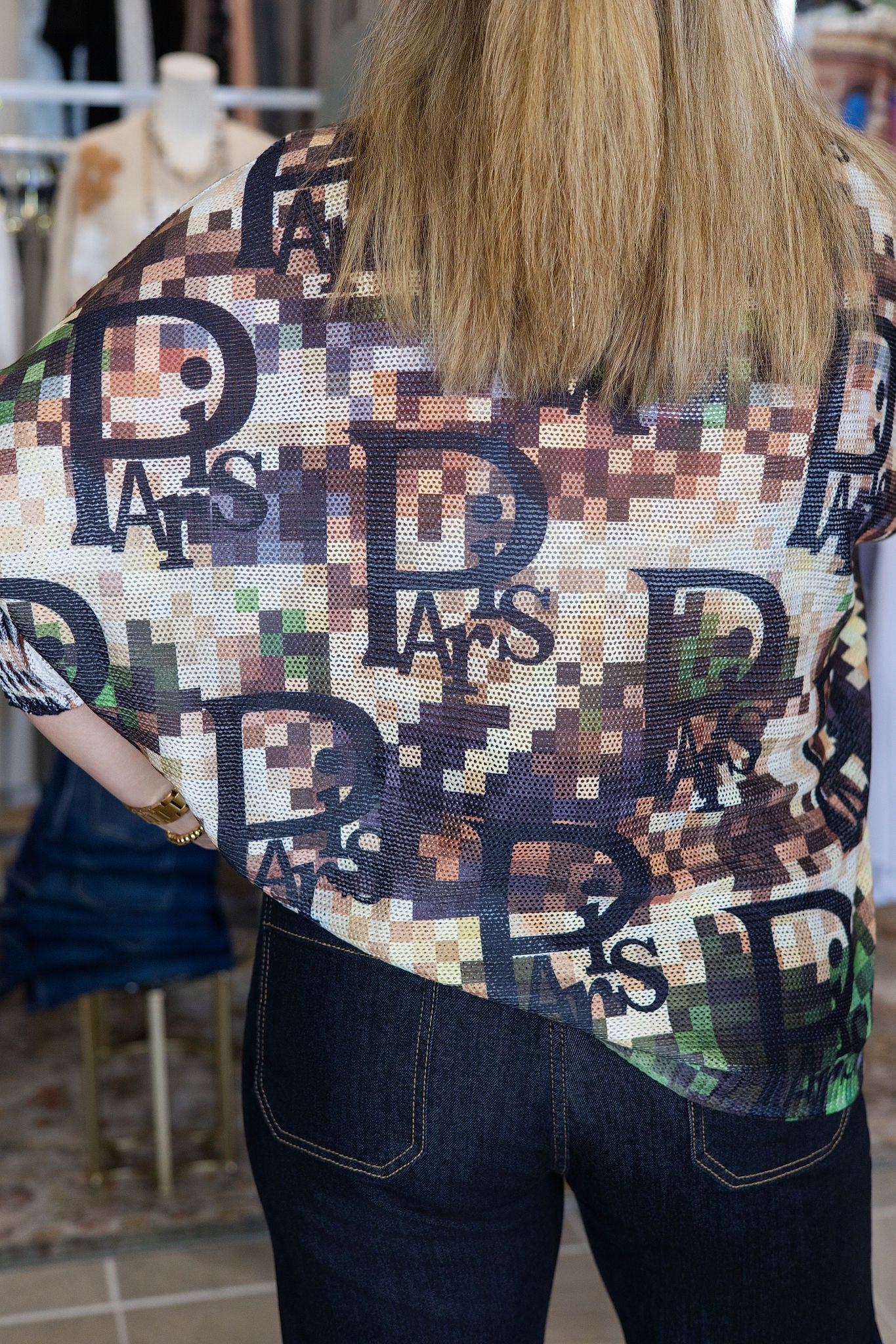 Paris Mosaic Brown Printed Knit Sweater