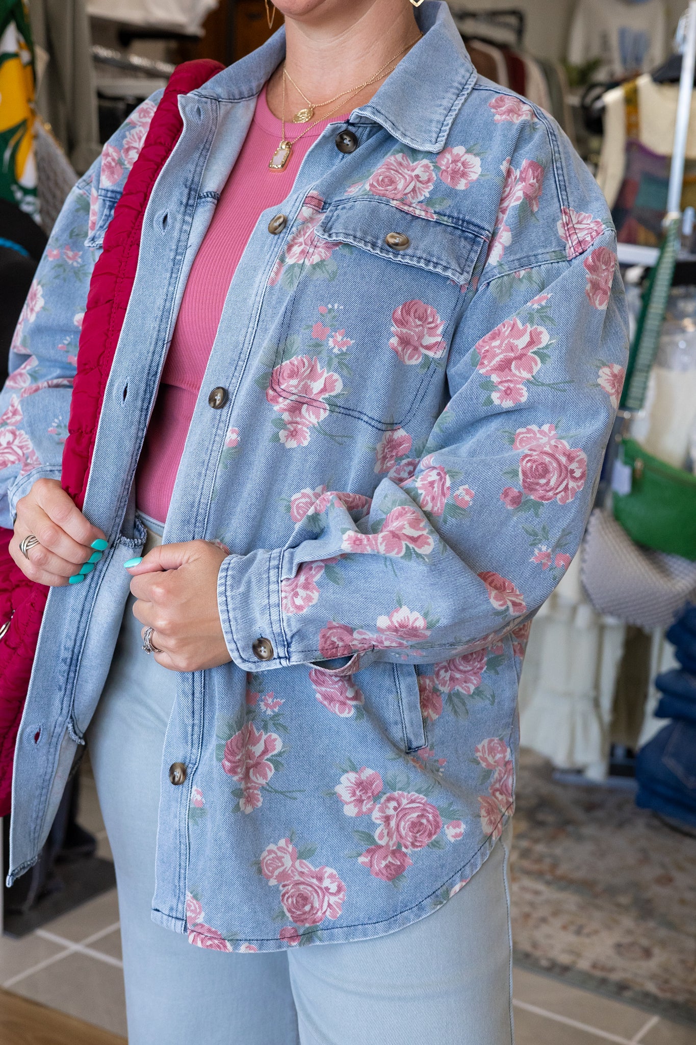 BiBi Alyssa Floral Denim Jacket