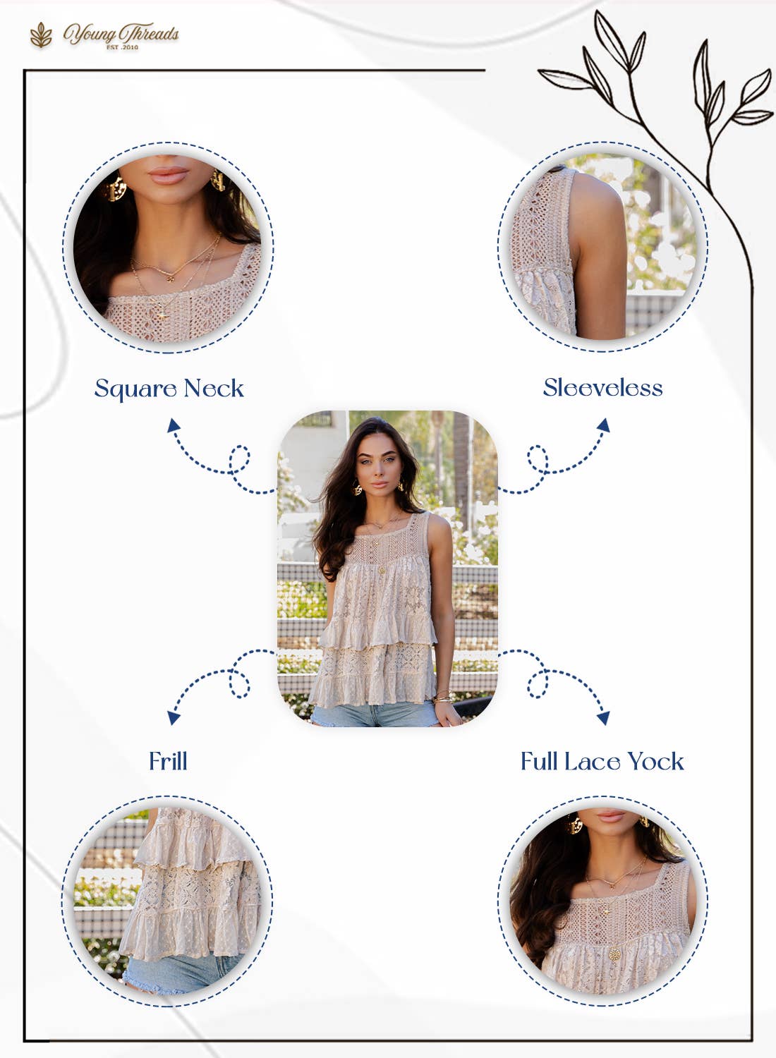 Boho Tiered Lace Bestselling Top /Luna