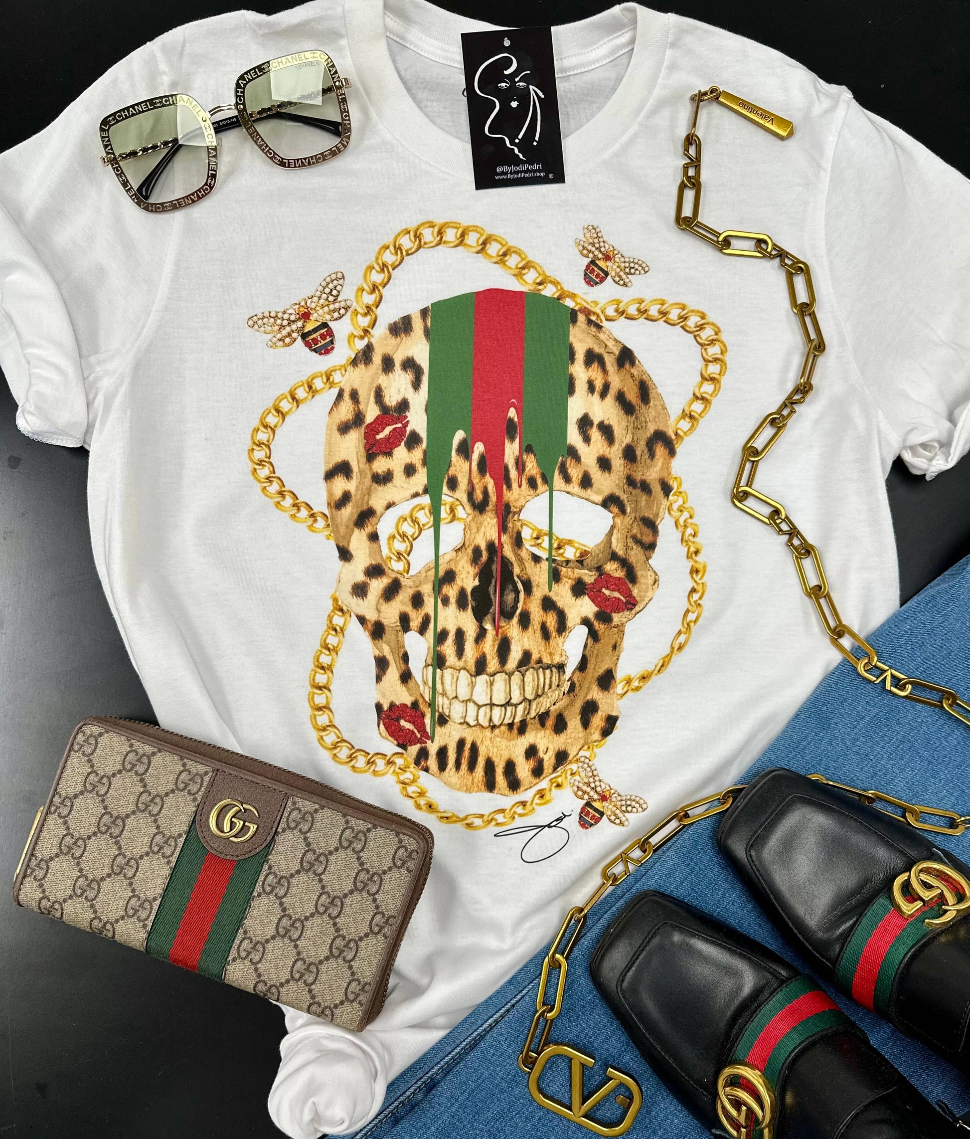 Leopard Print Skull Graphic t-shirt, tank