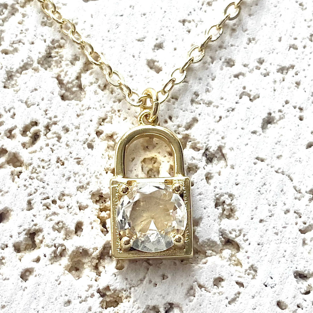 Lock w/ Crystal Necklace
