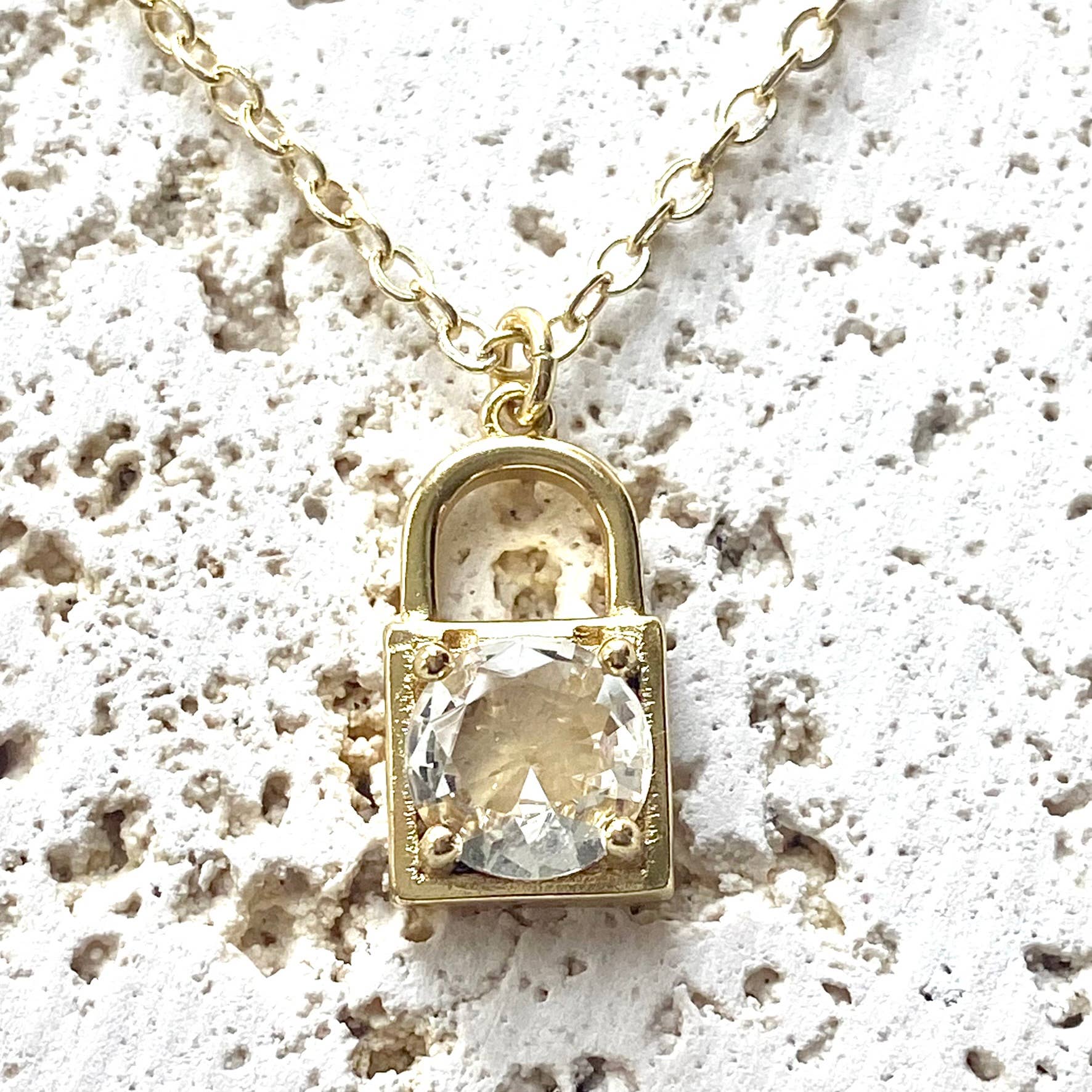 Lock w/ Crystal Necklace