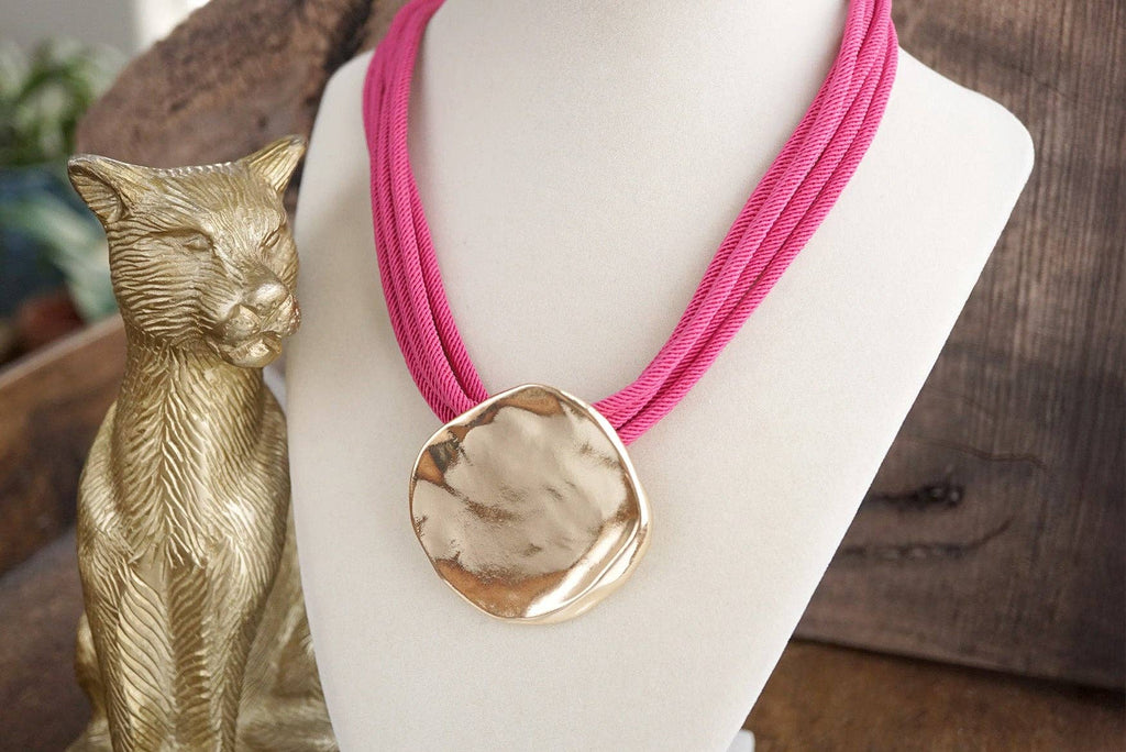 Golden Current – Multi-Cord Coin Pendant Necklace