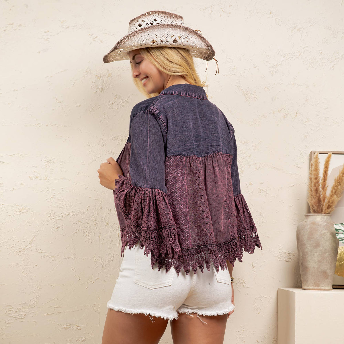 Juniper Crochet Lace Bell Sleeve Jacket