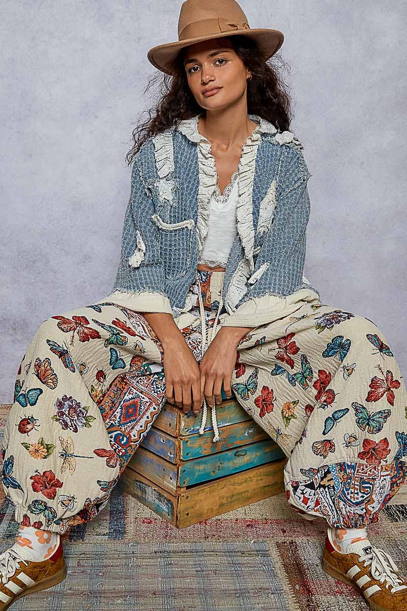 3/4 Sleeve Star Denim Jacket