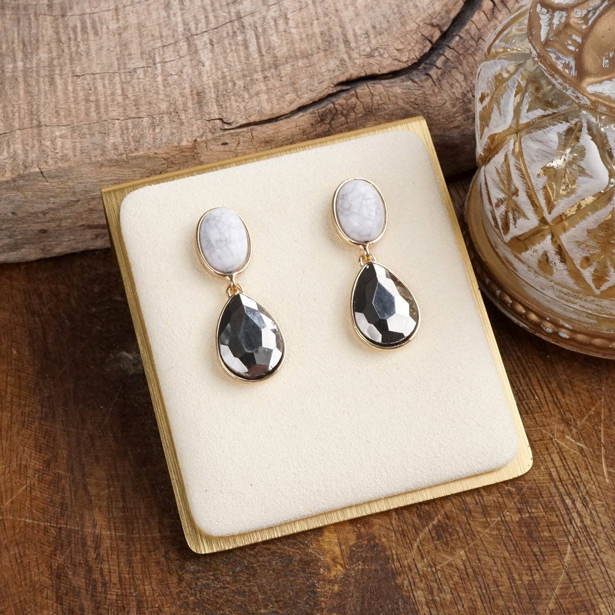 Moonlit Grace – Classic Teardrop Jeweled Statement Earrings