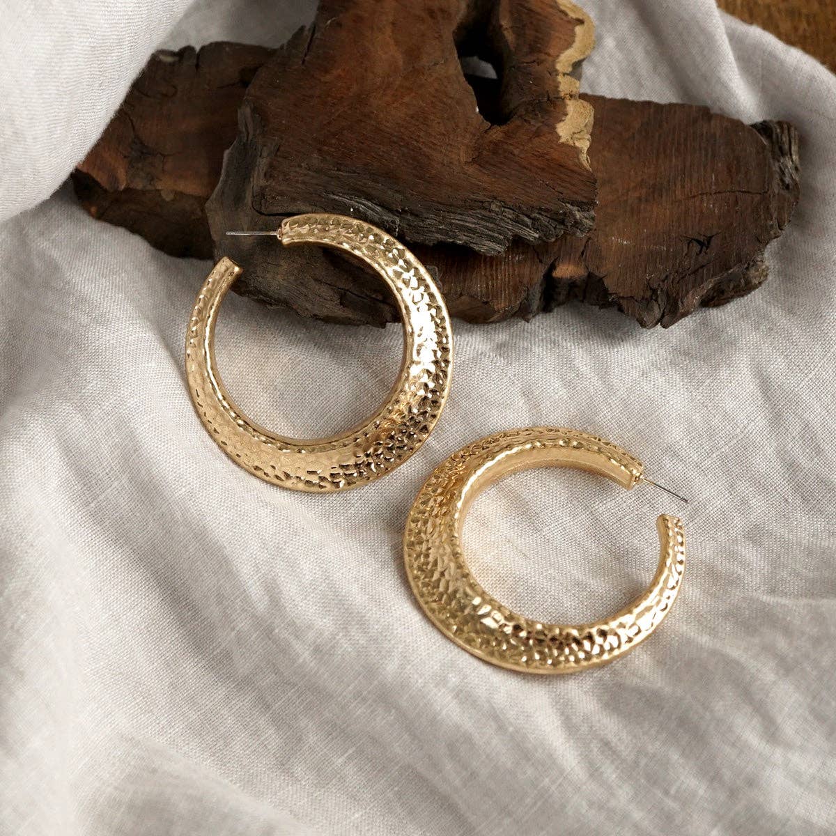 Gilded Echo – Textured Statement Hoop Earrings
