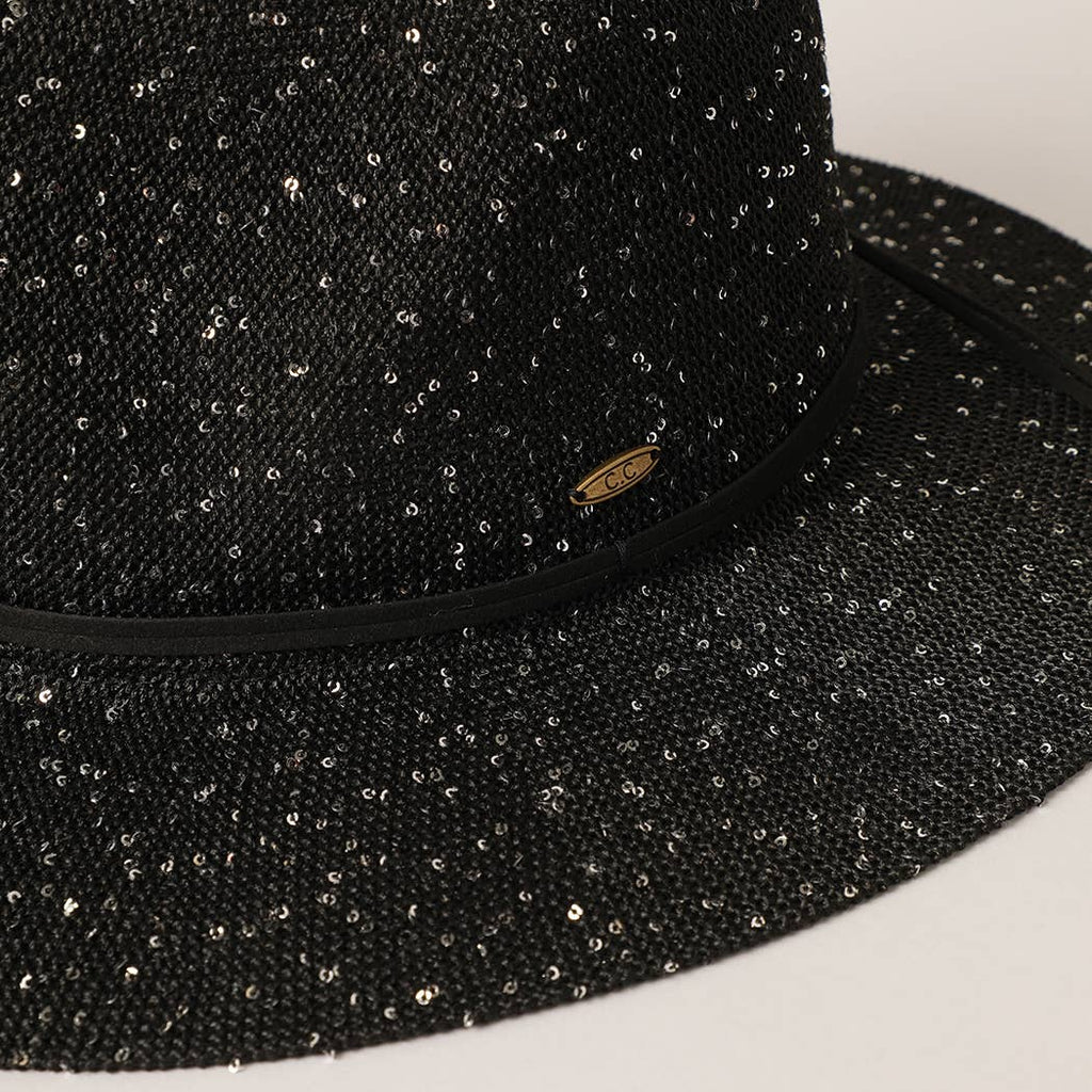 Sequined Knitted Panama Hat