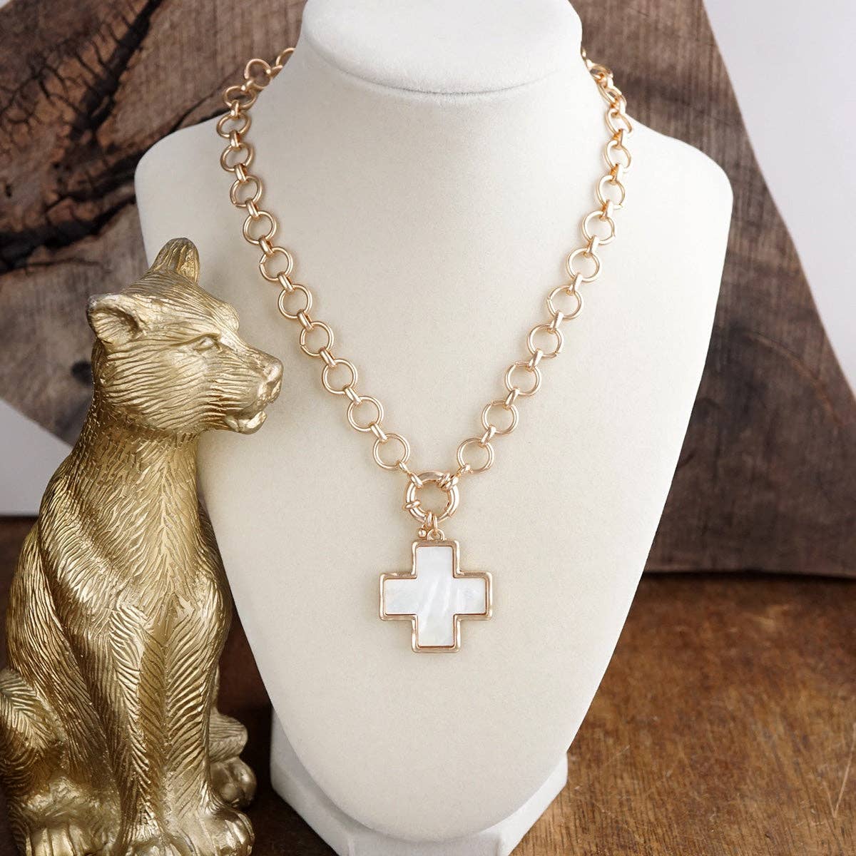 Luminous Cross – Mother of Pearl Charm Necklace