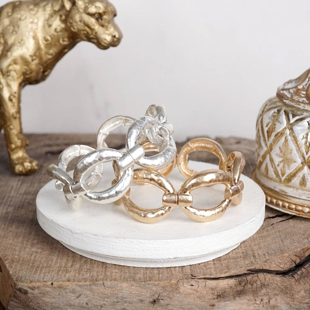 Sunlit Orbit – Chunky Hammered Link Stretch Bracelet