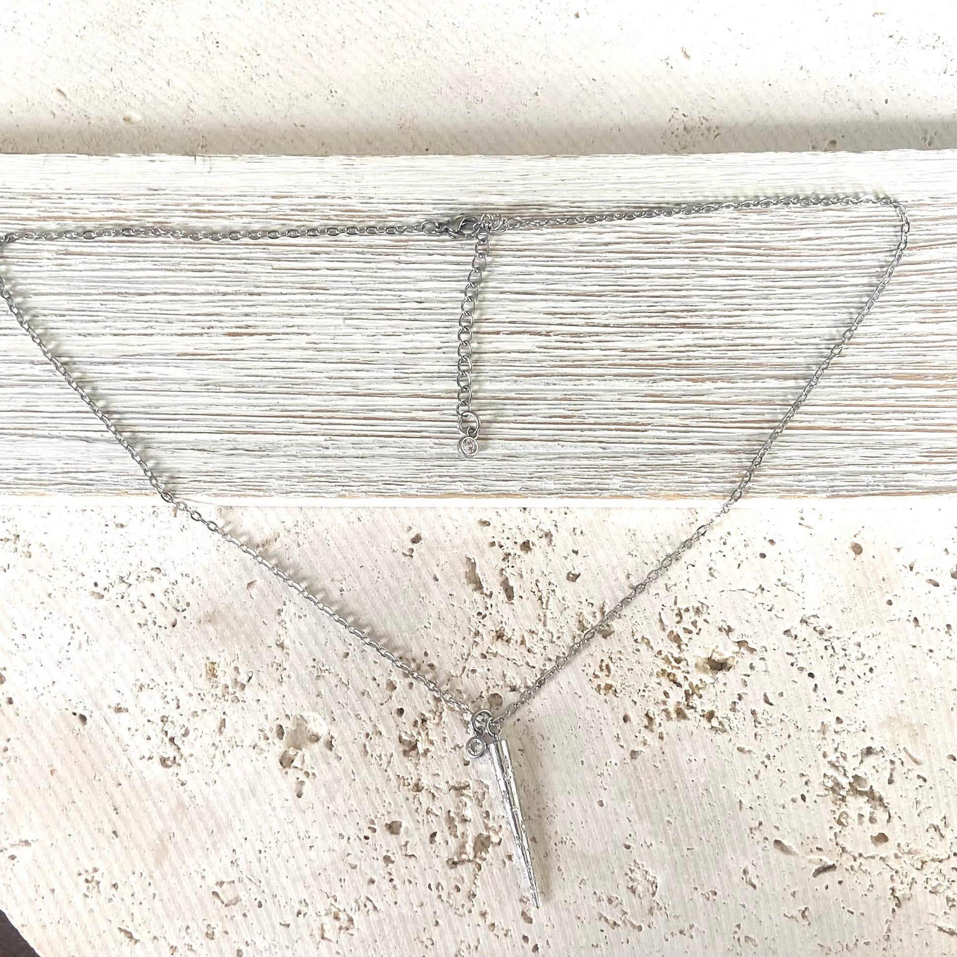 Spike Necklace w/ Clear Crystals