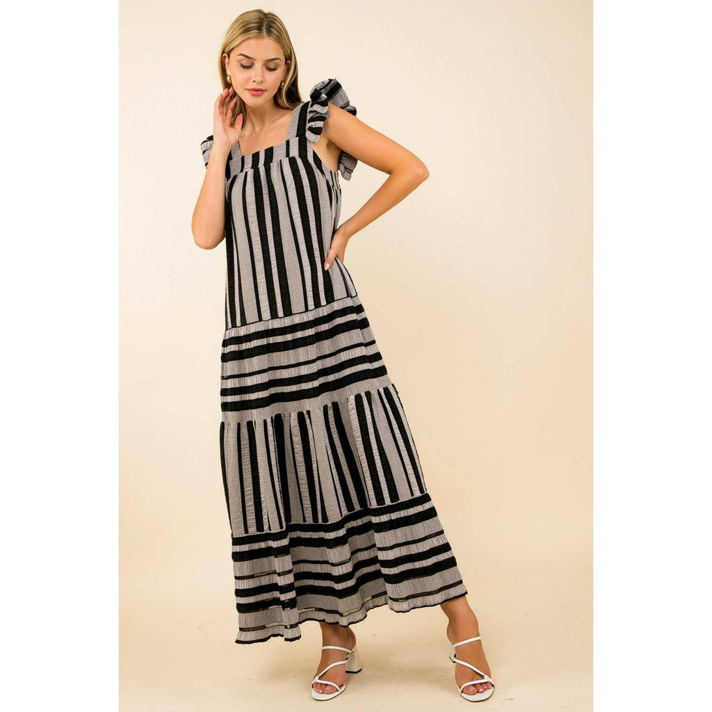 Striped Tiered Maxi Dress