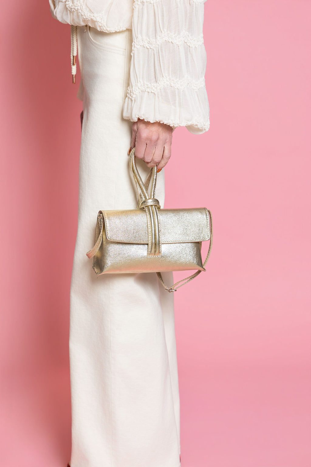Italian Metallic Leather Crossbody Bag