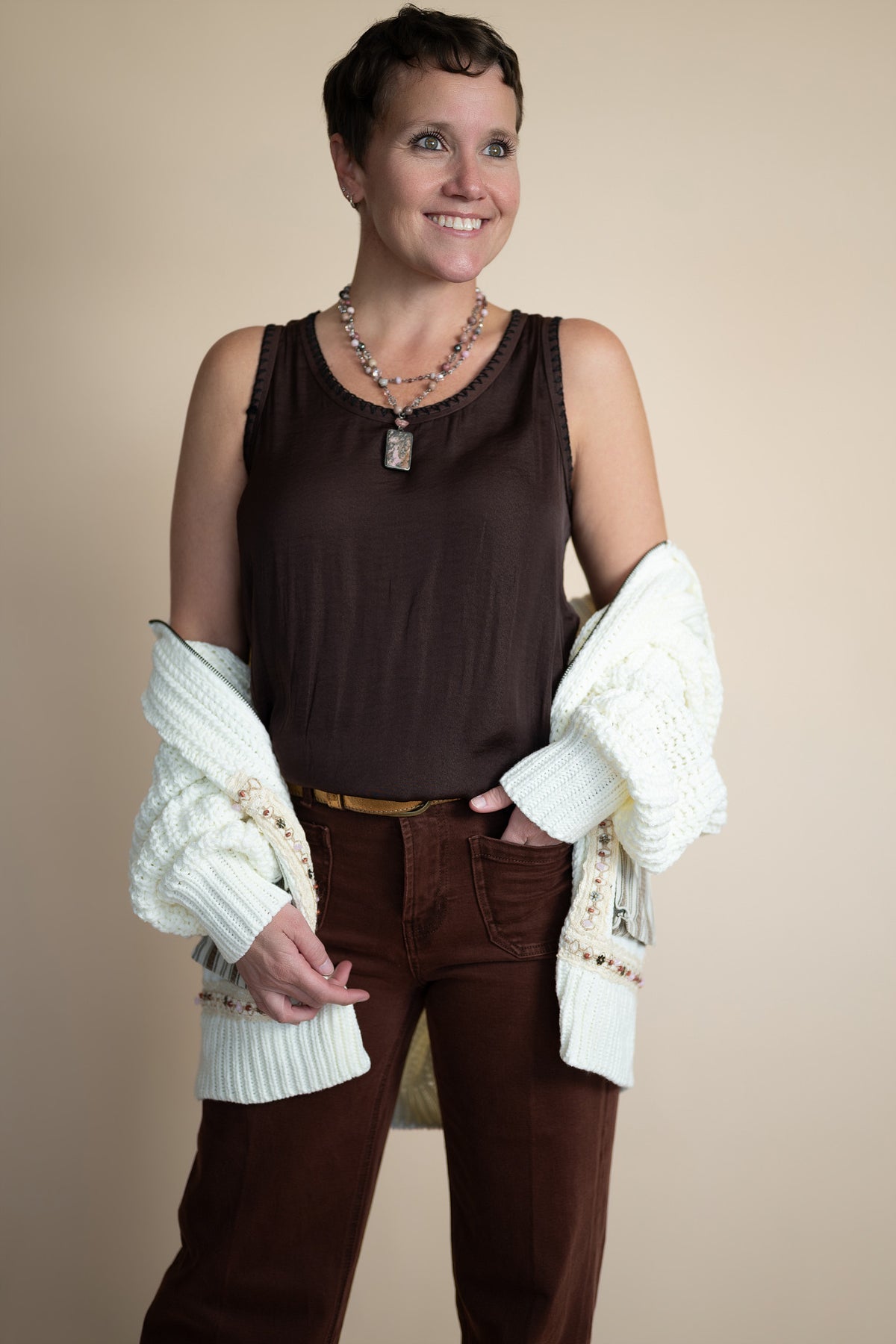 Noelle Whipstitch Flowy Tank