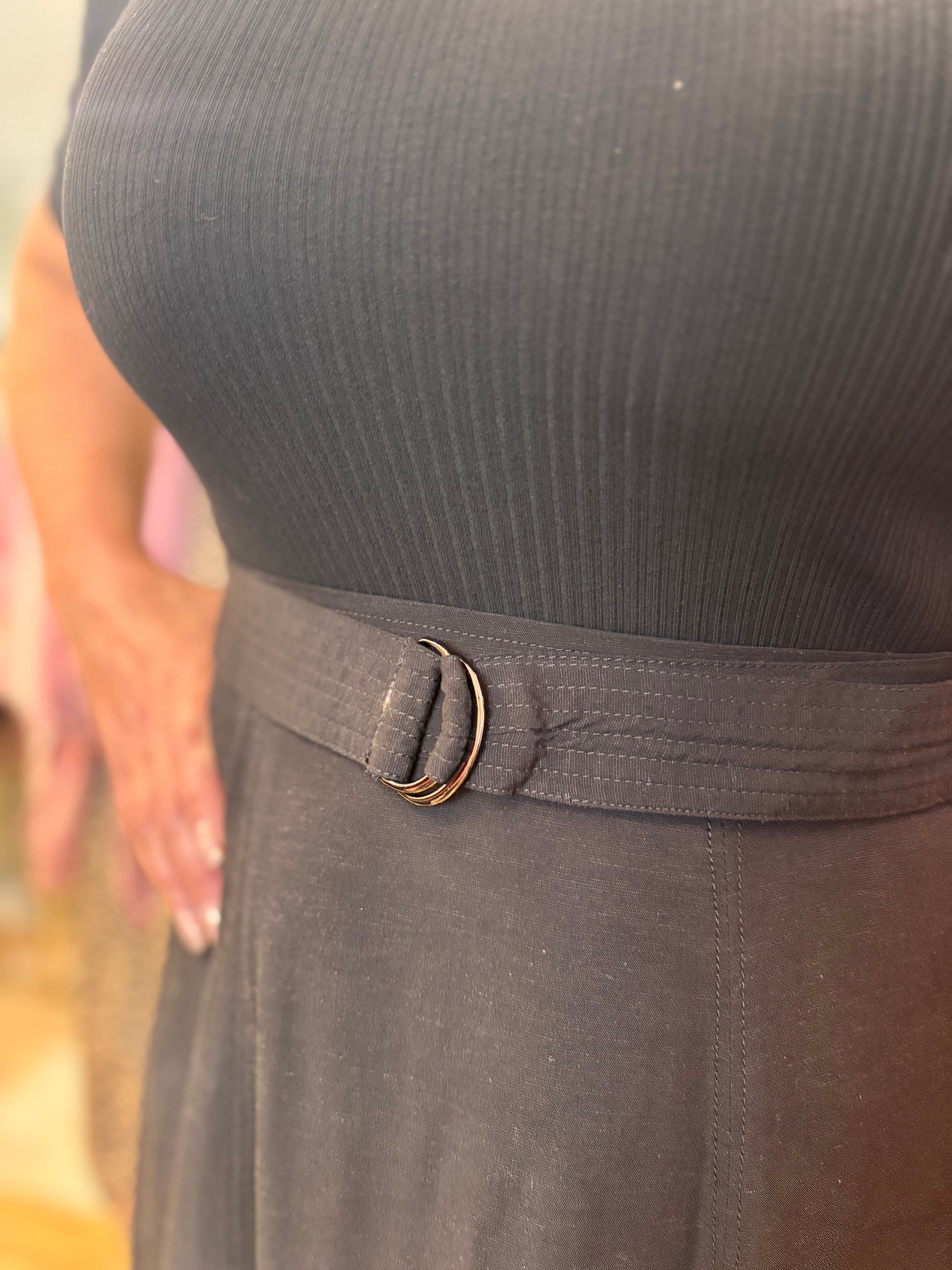 Mari Belted Maxi Dress w/ Sleeves