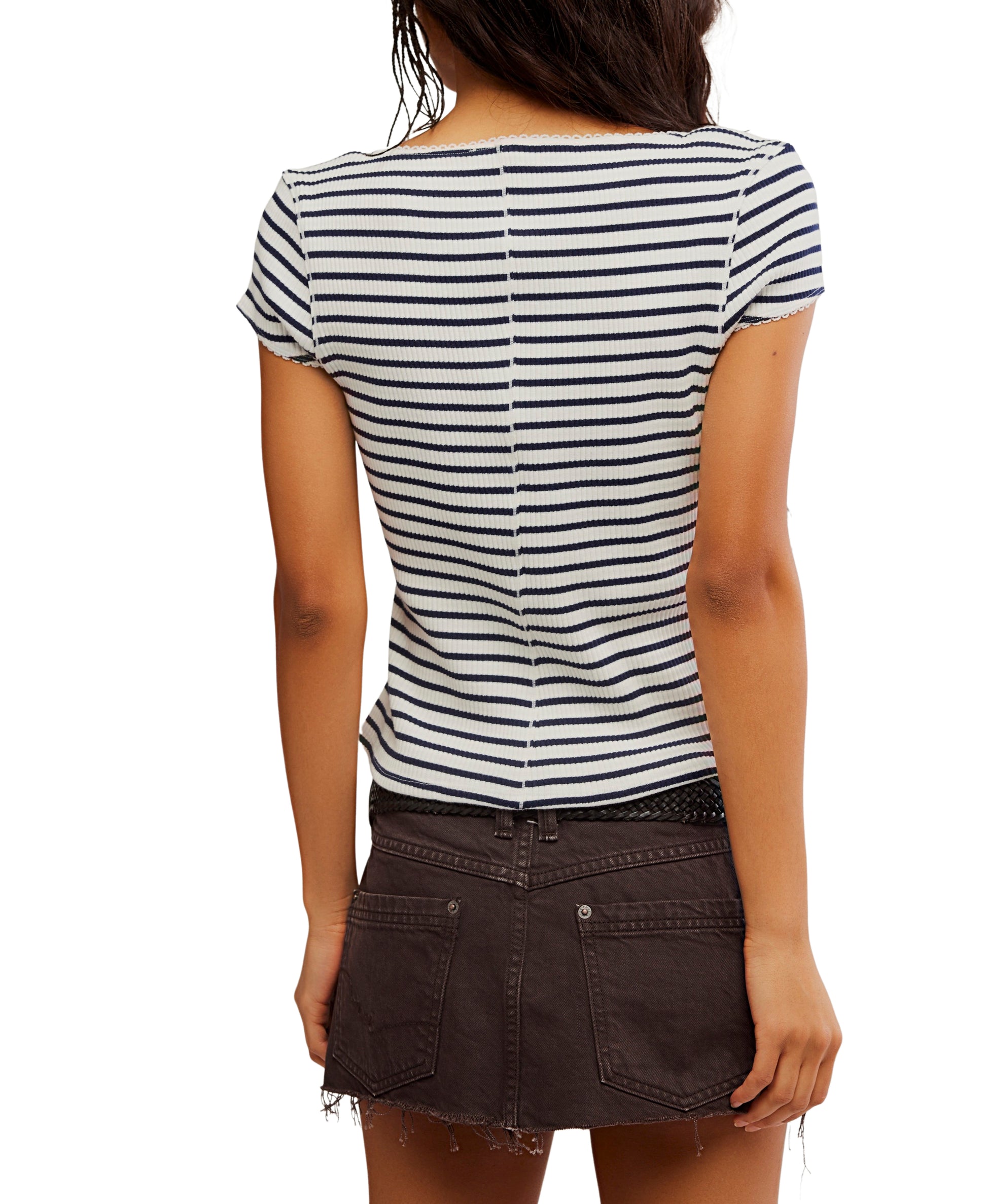 Free People Most Wanted Striped Short-Sleeve Cardi