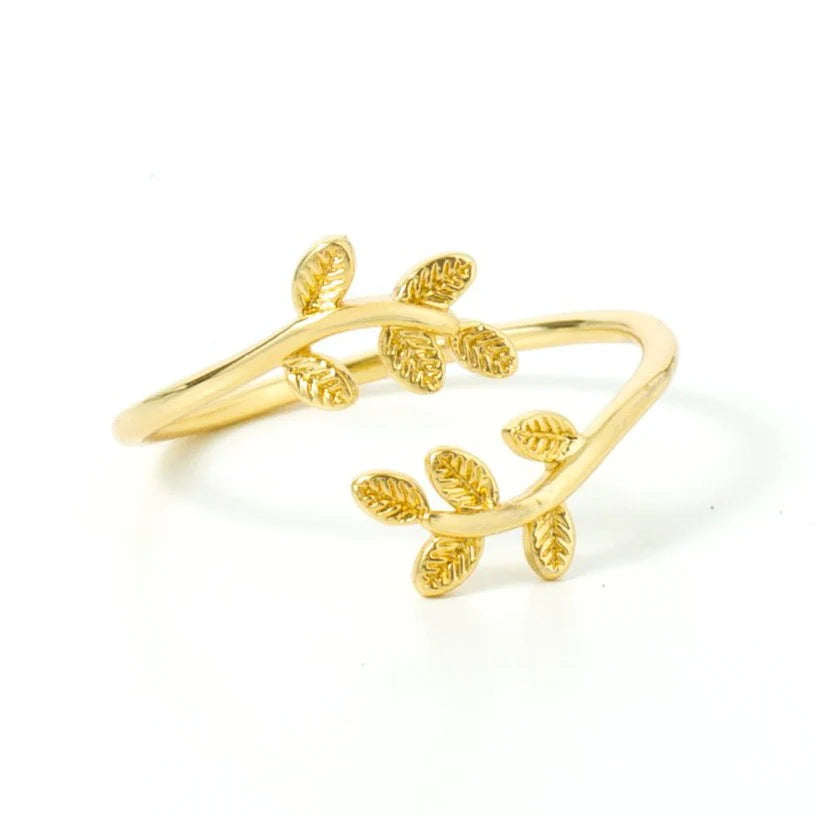 Splendid Iris Adjustable Delicate Leaf Ring