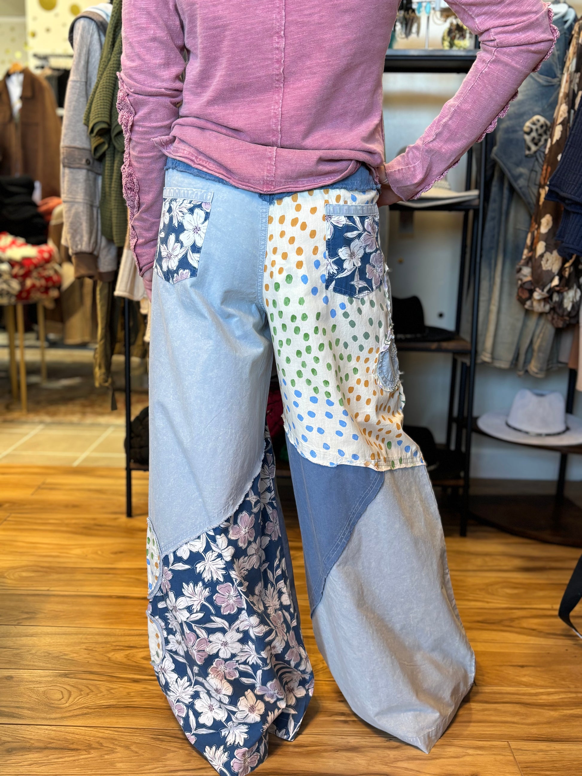 Easel Flower Power Wide Leg Pant