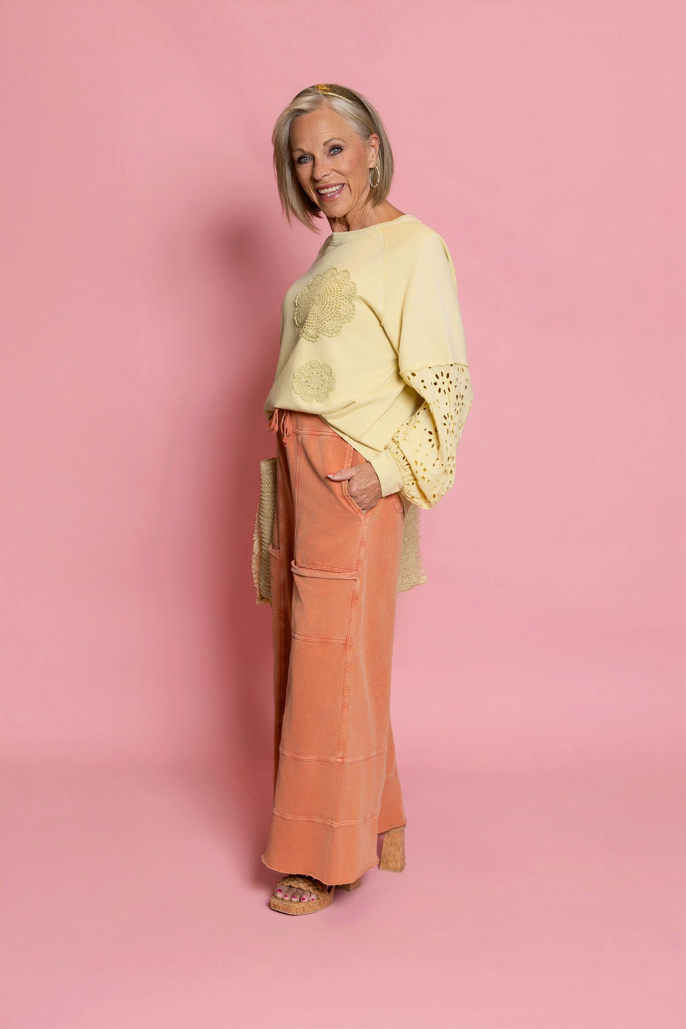 Easel Wide Leg Pants in Terracotta