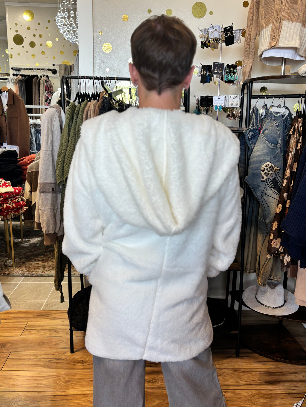 Plushy Faux Fur Hoodie Jacket w/ Pockets