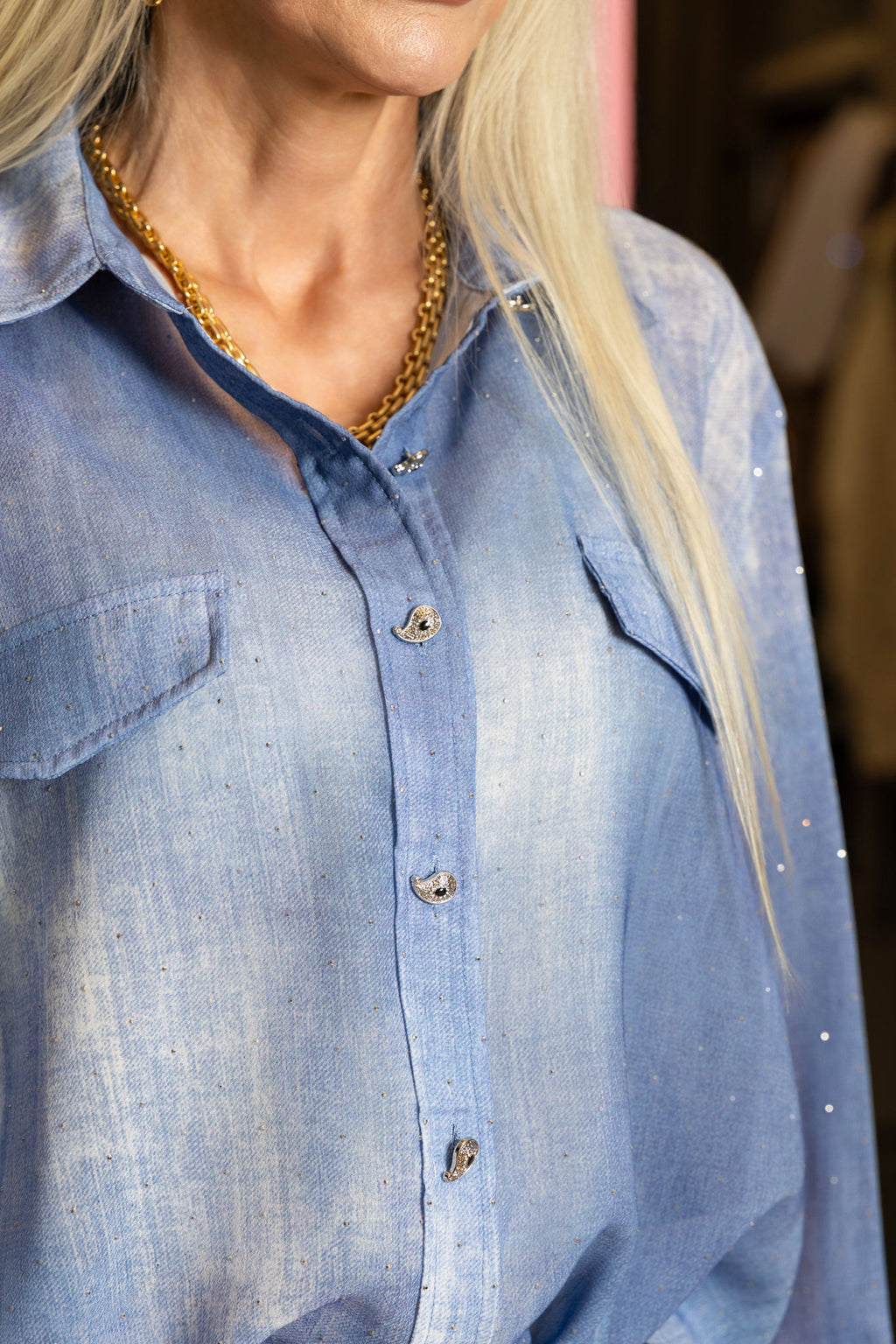 Q2 Rhinestone Embellished Blouse