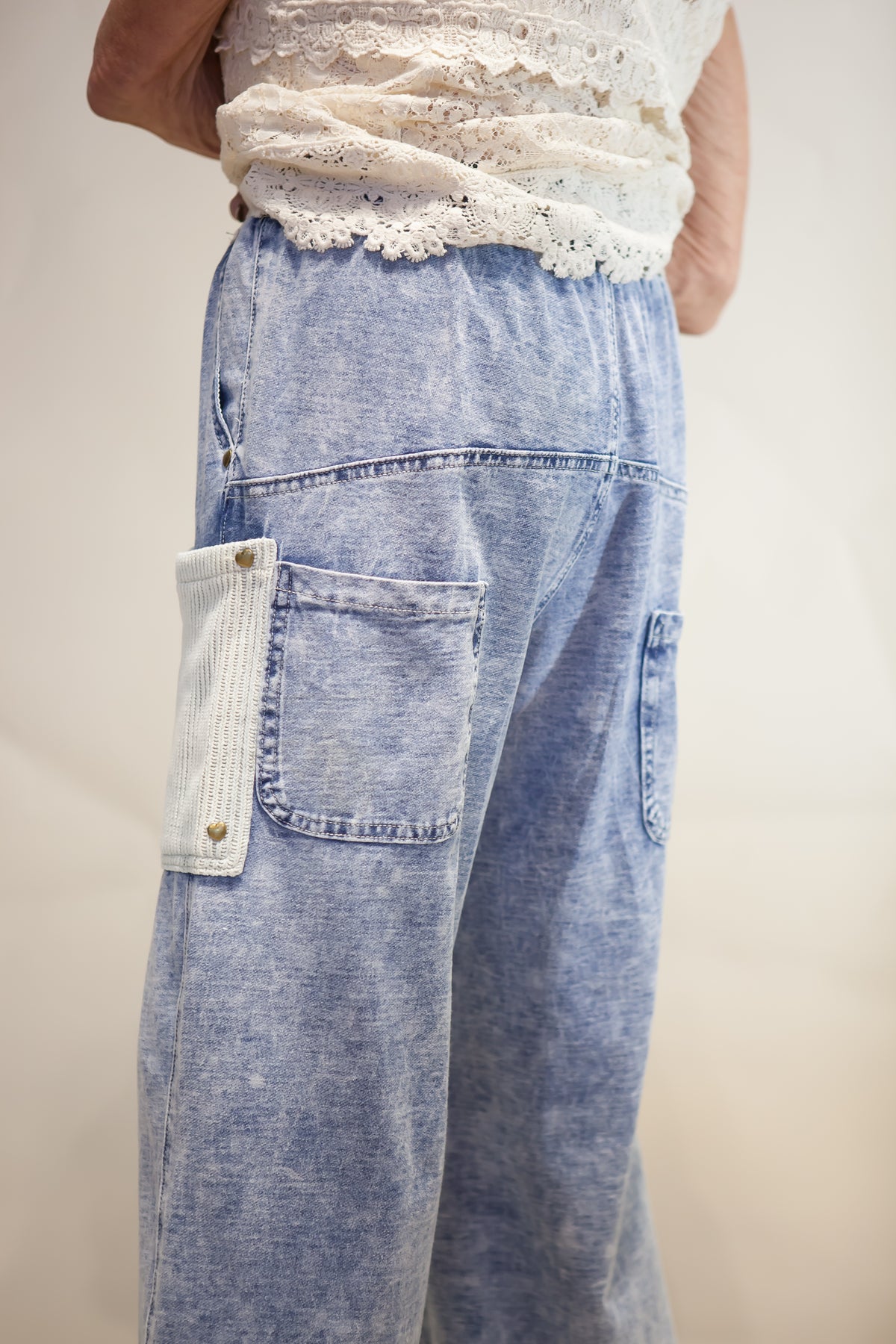 Katrina Patchwork Terry Knit Wide Leg Pants