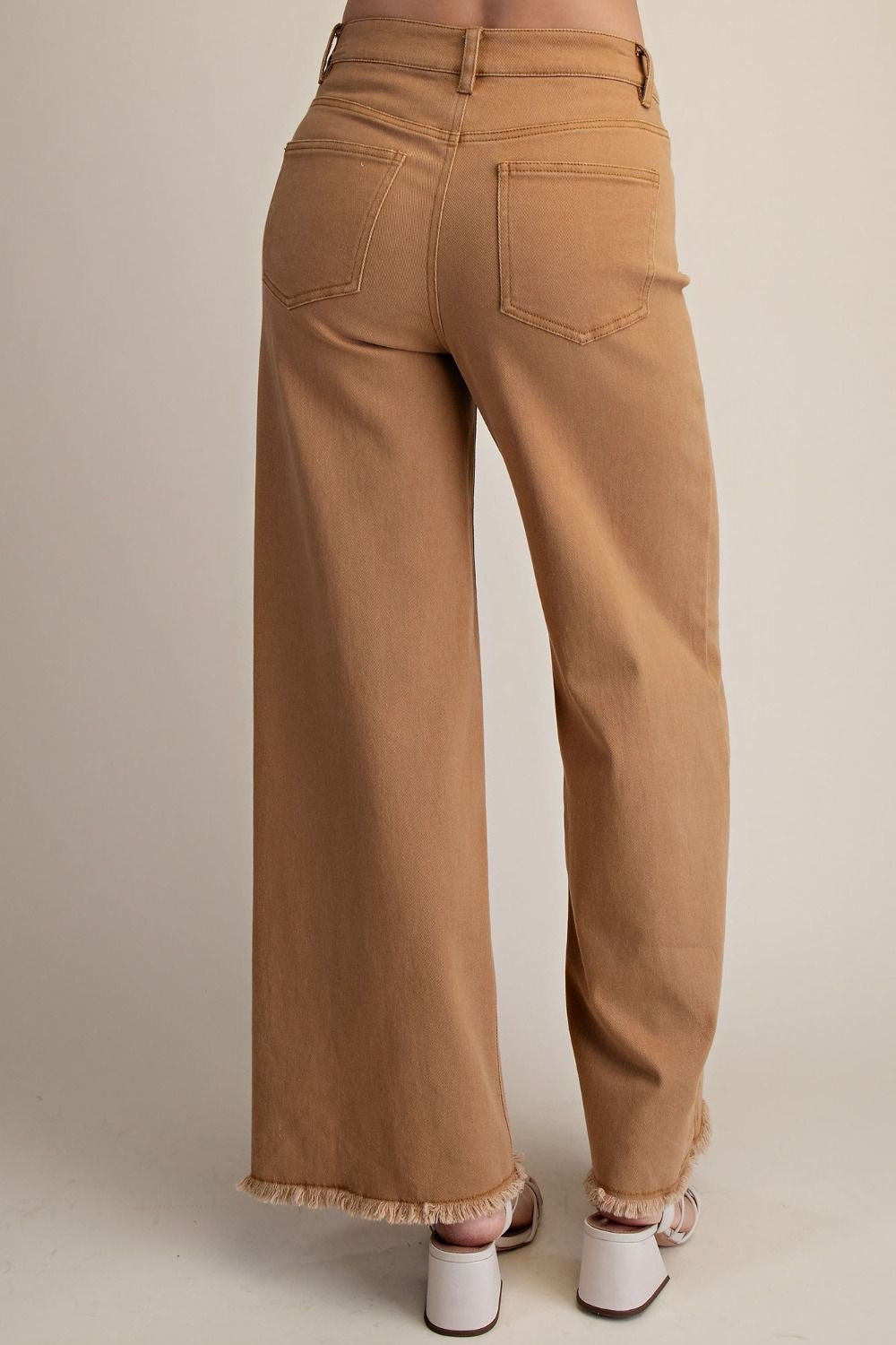 Easel Sutton Frayed Hem Stretch Twill Pants
