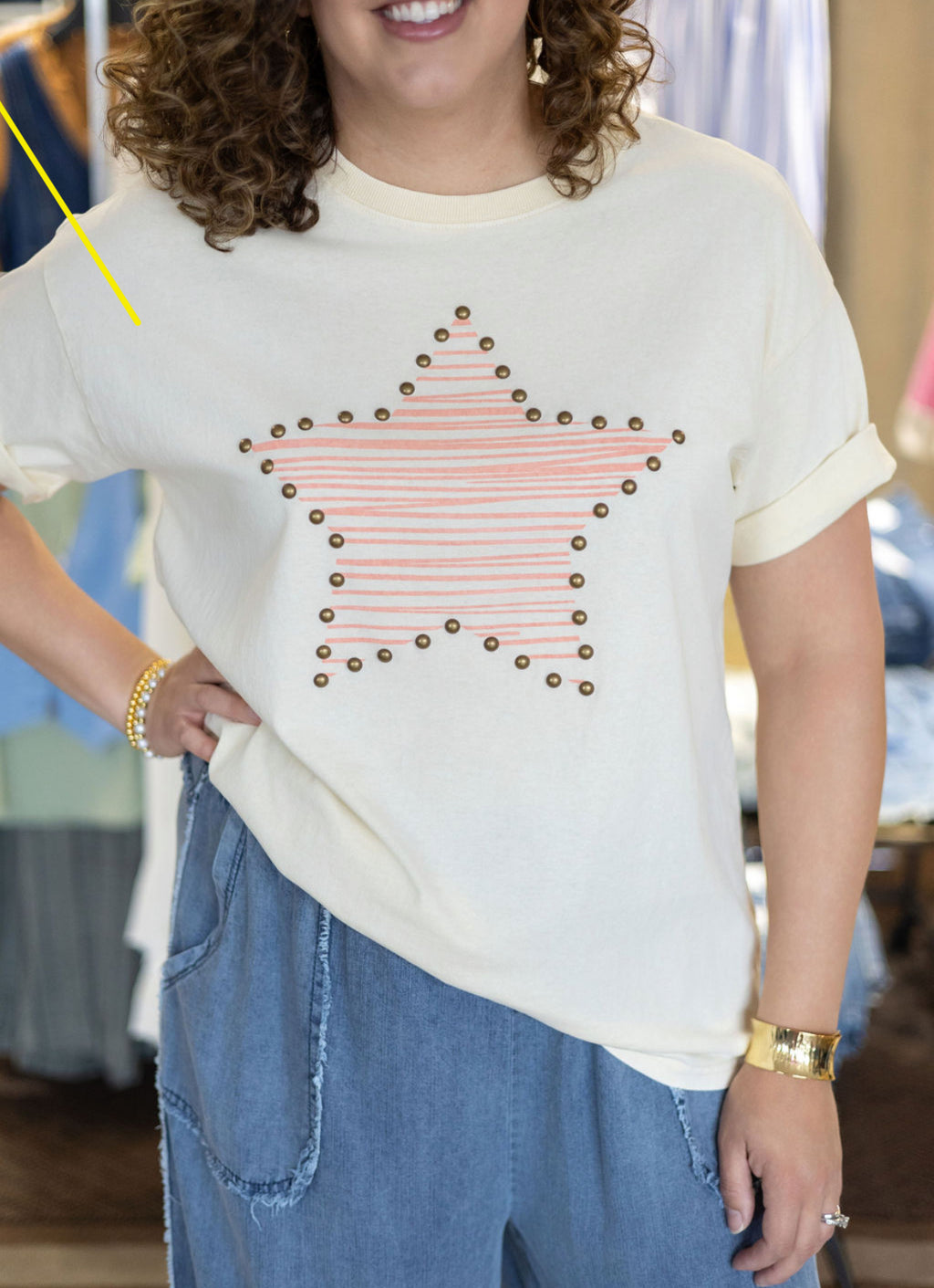 Tara Studded Star Short Sleeve Top