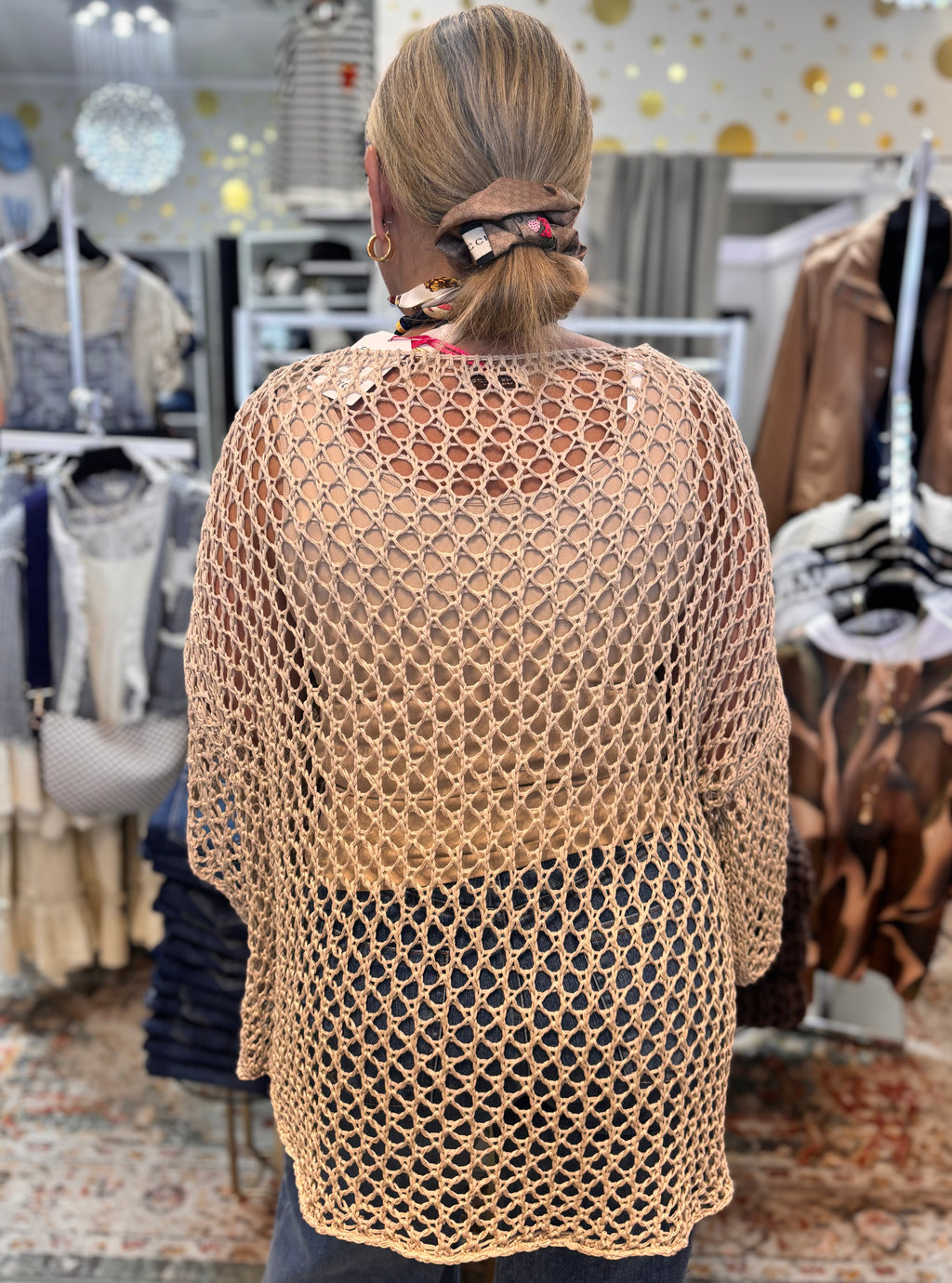 Best-Selling Crochet Top with Metallic Gold Star