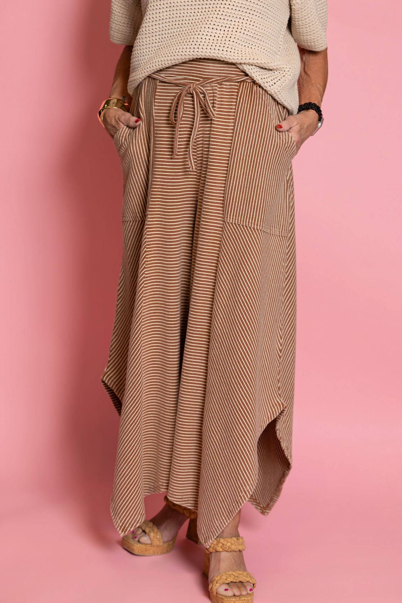 EASEL Palazzo Pants in Stripe
