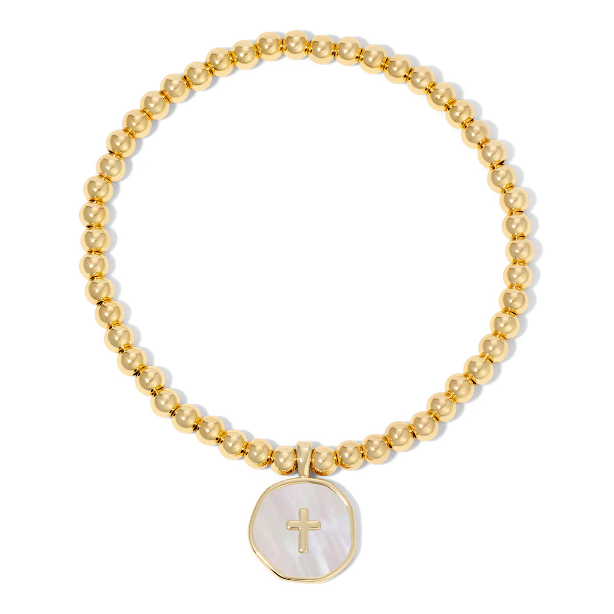 Splendid Iris Cross Accented Shell Charm Stretch Bracelet