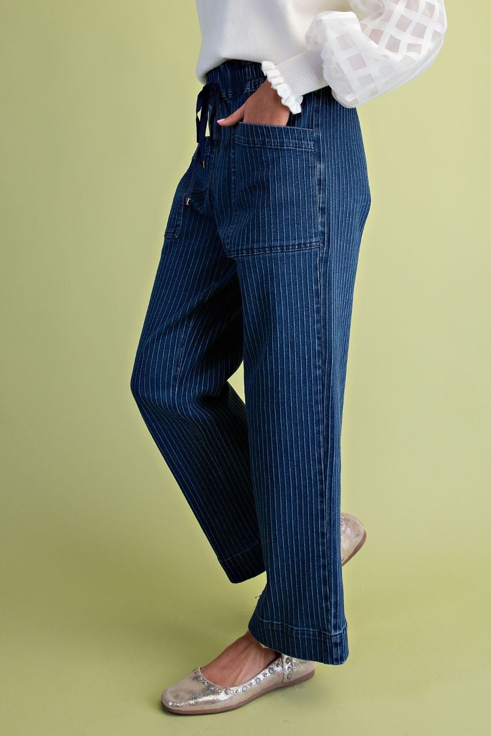 Ellen Ribbed Stretch Denim Pants
