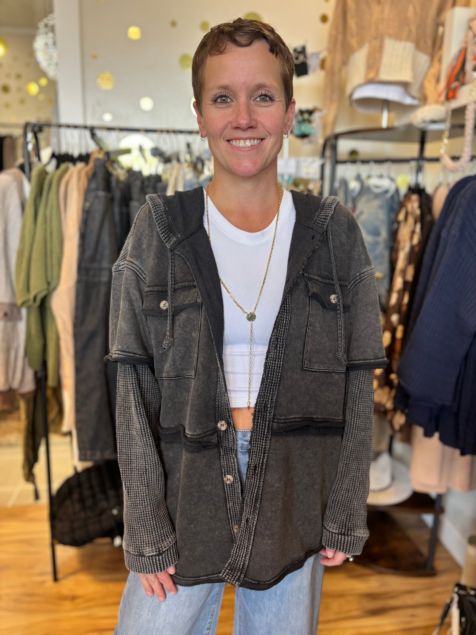 Camden Washed Waffle Sleeve Jacket