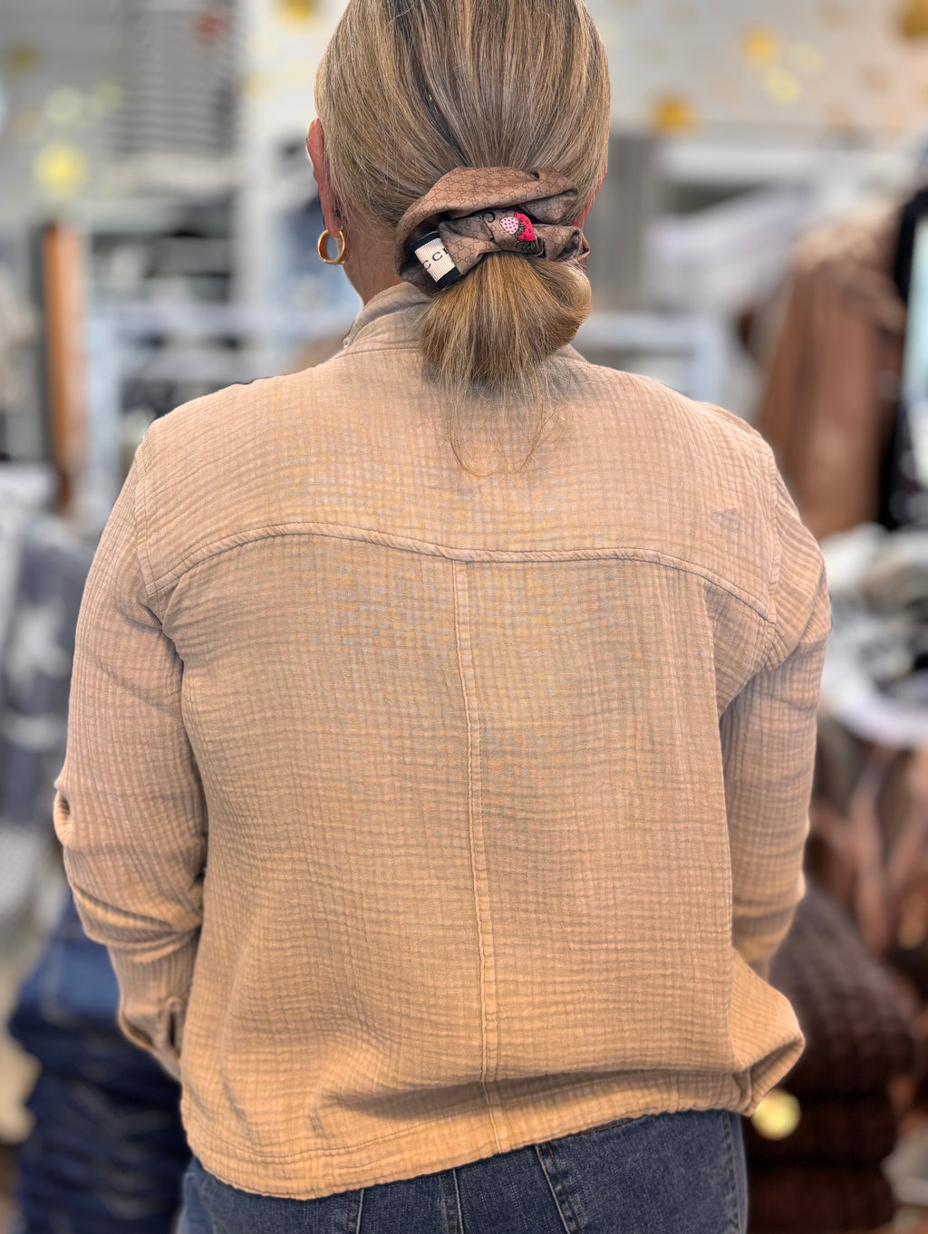 Colleen Double Cotton Gauze Lightweight Jacket - Soft Beige