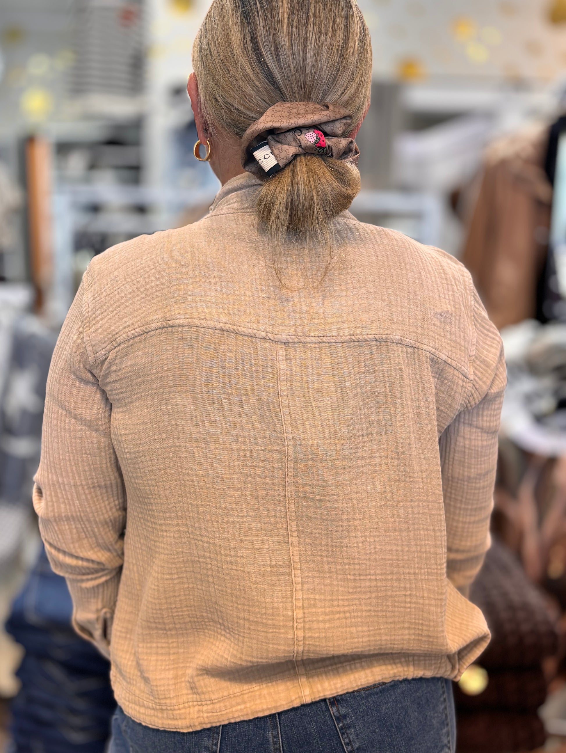 Colleen Double Cotton Gauze Lightweight Jacket - Soft Beige