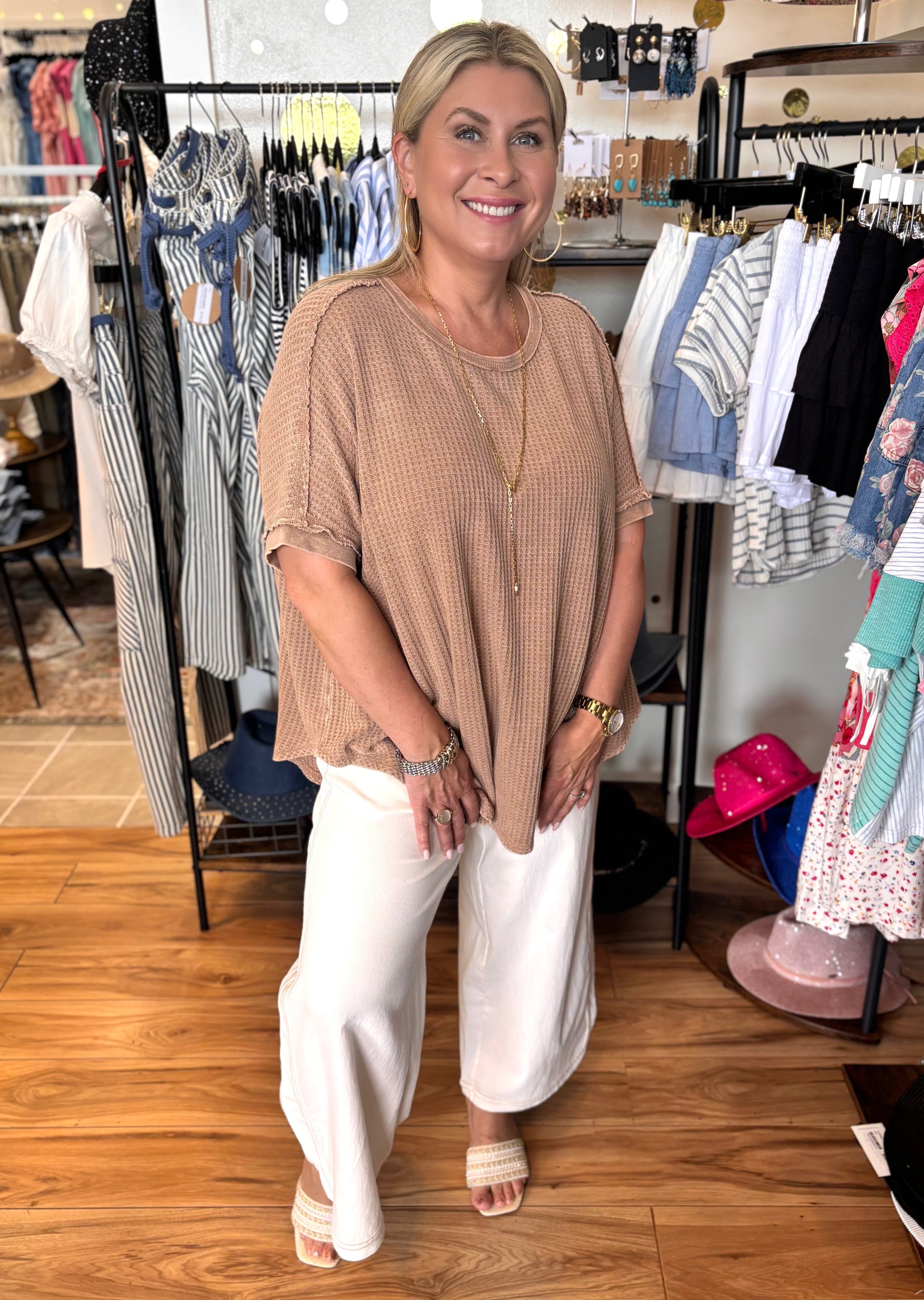 Angelica Mineral Washed Knit Sweater Top