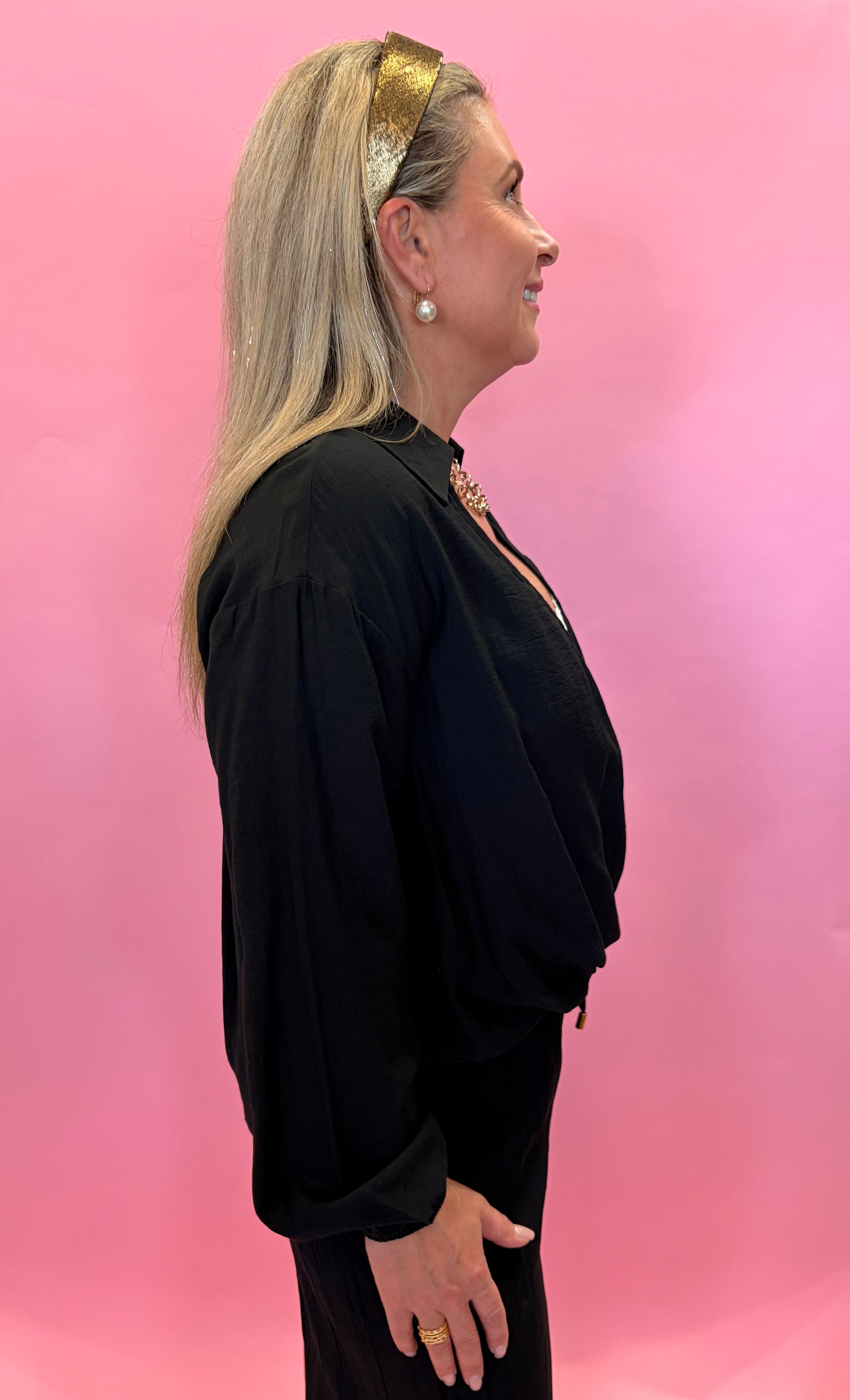 Brooke Black Wrap Top