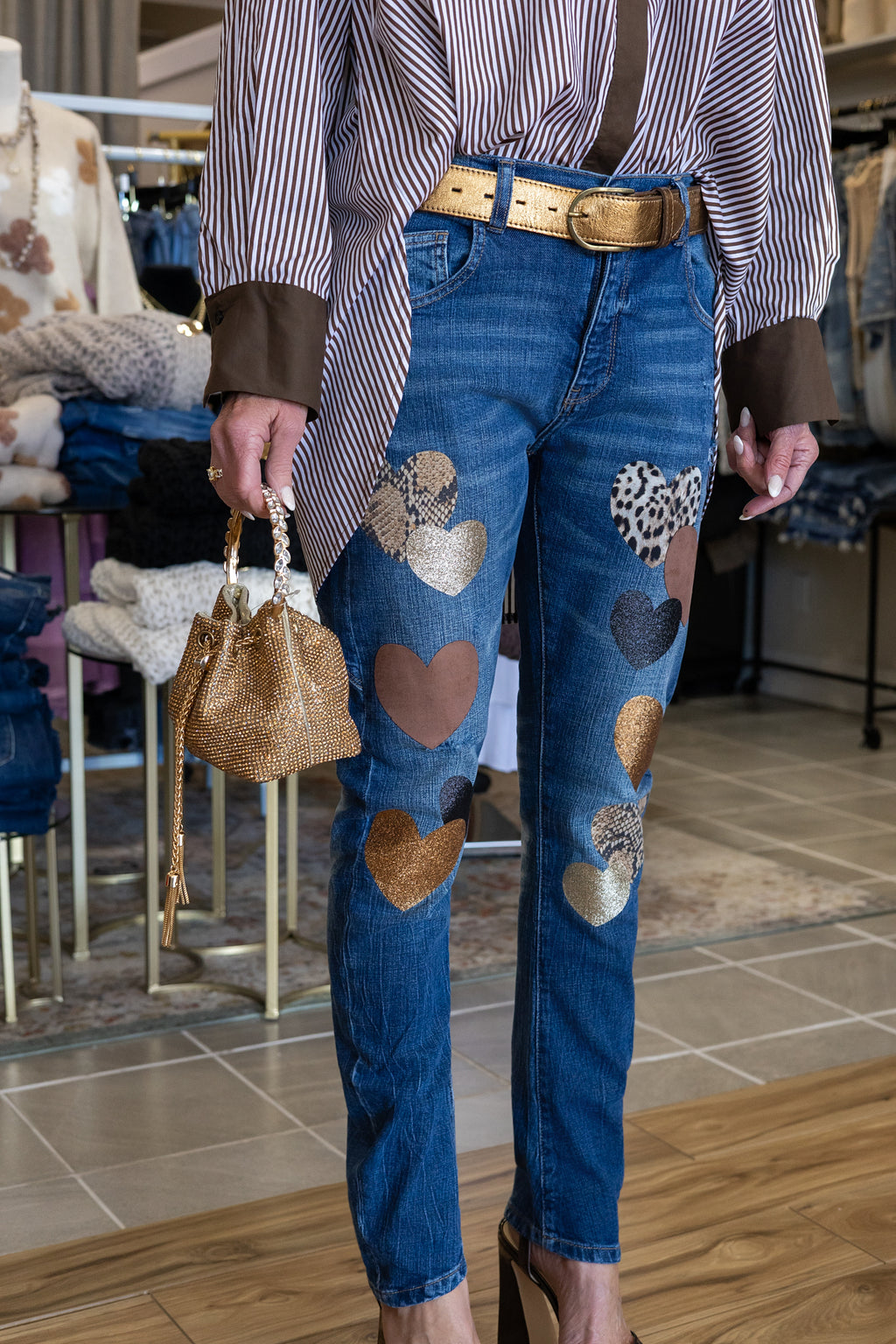 Heart Italian Printed Denim Jeans